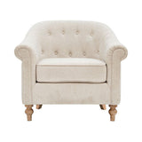 Upholstered Accent Chair with Rolled Arms and Turned Front Legs