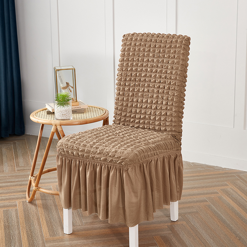 Premium Textured Seersucker High-stretch Washable Dining Chair Slipcovers With Skirt