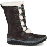 Journee Collection Women's Two Toned Insulated Waterproof Round Toe Lace Up Snow Boots Gray Size 10 M