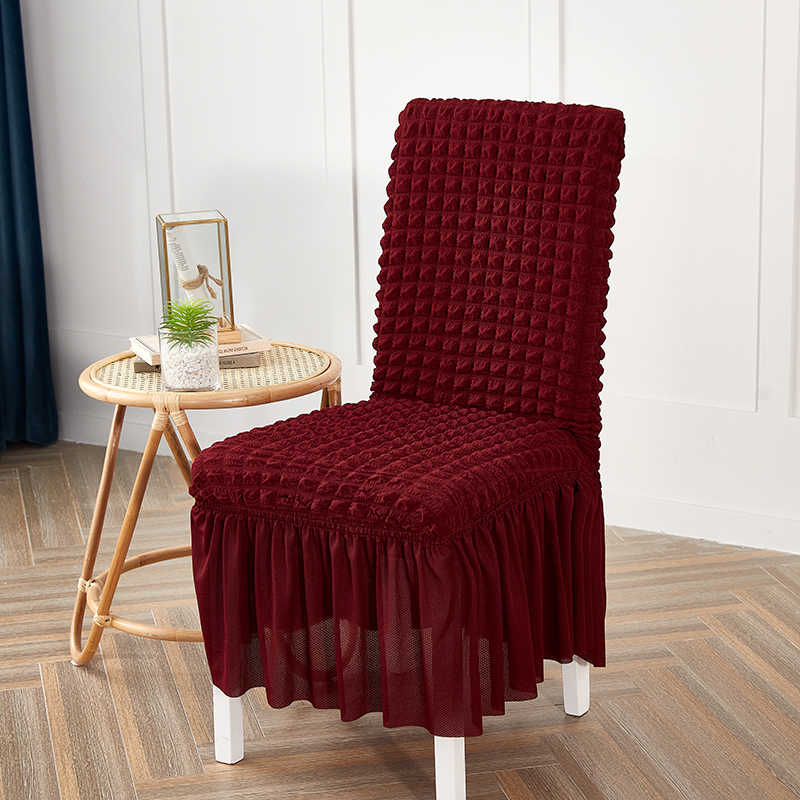 Premium Textured Seersucker High-stretch Washable Dining Chair Slipcovers With Skirt