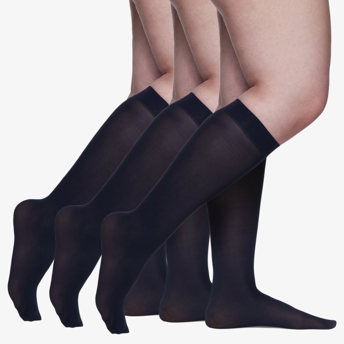 3 Pair Pack Queen Opaque Trouser Knee High With Sandalfoot Toe