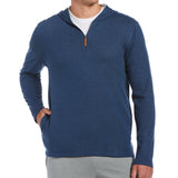 Cubavera Men's 1/4 Zip Heather Knit Hoodie Jacket Blue Size XX-Large