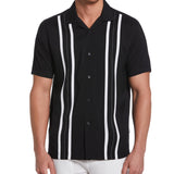 Cubavera Men's Contrasting Panel Short Sleeve Shirt Black Size X-Large