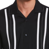Cubavera Men's Contrasting Panel Short Sleeve Shirt Black Size X-Large