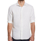 Cubavera Men's Woven Linen Button Down Shirt White Size XX-Large