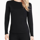 Cuddl Duds Women's Climatesmart Long Sleeve Crewneck Top Black Size Medium