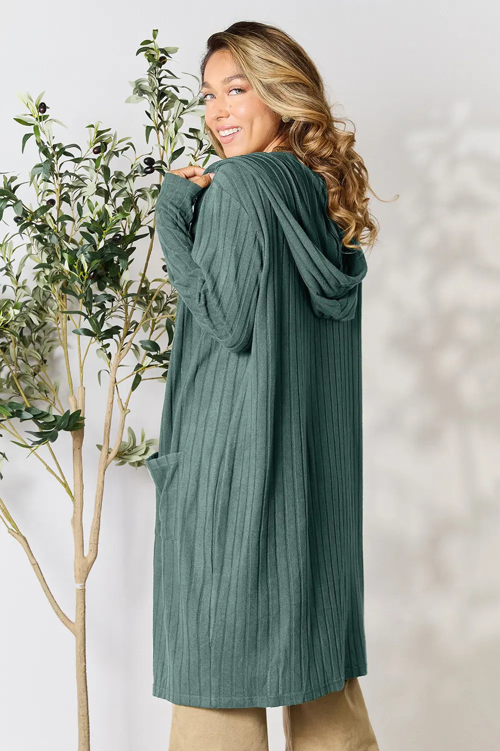 Basic Bae Full Size Hooded Sweater Cardigan | Includes Plus Size
