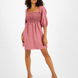 Bar III Women's Smocked Off The Shoulder Dress Pink Size Medium