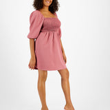 Bar III Women's Smocked Off The Shoulder Dress Pink Size Medium