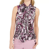 Bar III Women's Bright Pink Tie-Neck Top Size X-Small