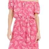 INC International Concepts Women's Off The Shoulder Paisley Print Maxi Dress Pink Size 6