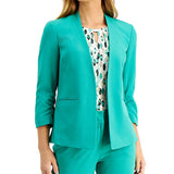 Kasper Women's Open Front Ruched Sleeve Jacket Green Size X-Large