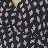 Anne Klein Women's Geo Print Collar Wrap Front Dress Black Size Large