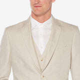 Perry Ellis Portfolio Men's Herringbone Linen Blazer Brown Size 42