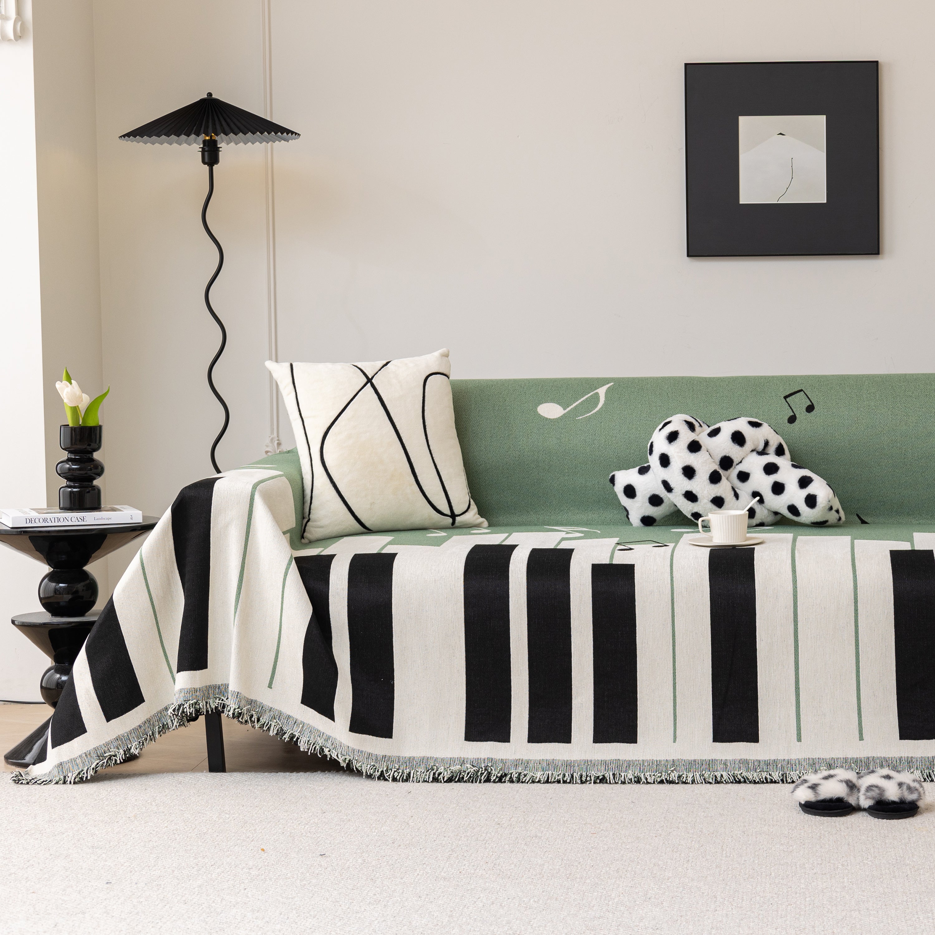 Cozy Chenille Dynamic Notes Sectional Couch Cover Blanket, Perfect Couch Throw Covers For Pets