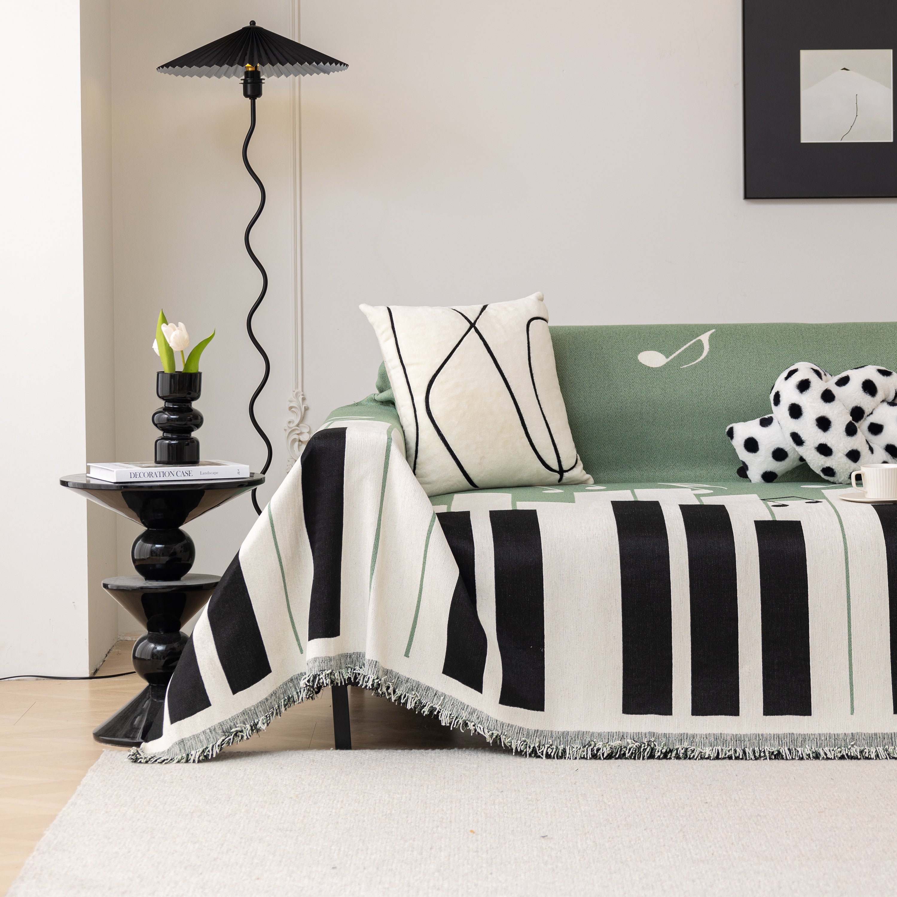 Cozy Chenille Dynamic Notes Sectional Couch Cover Blanket, Perfect Couch Throw Covers For Pets