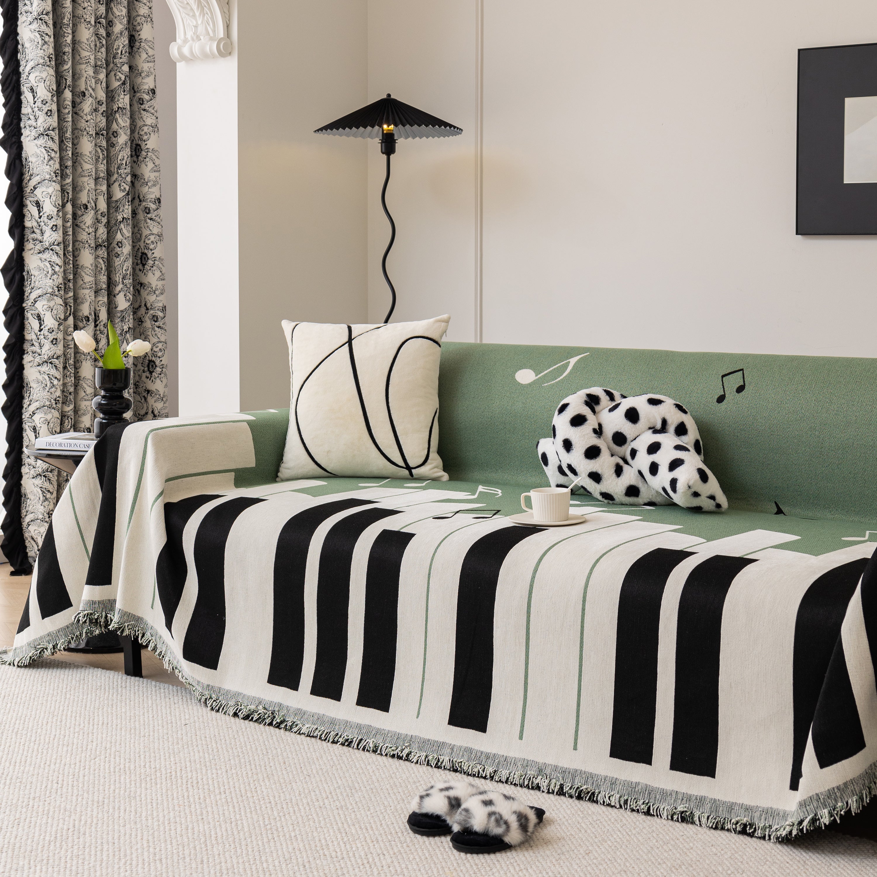 Cozy Chenille Dynamic Notes Sectional Couch Cover Blanket, Perfect Couch Throw Covers For Pets
