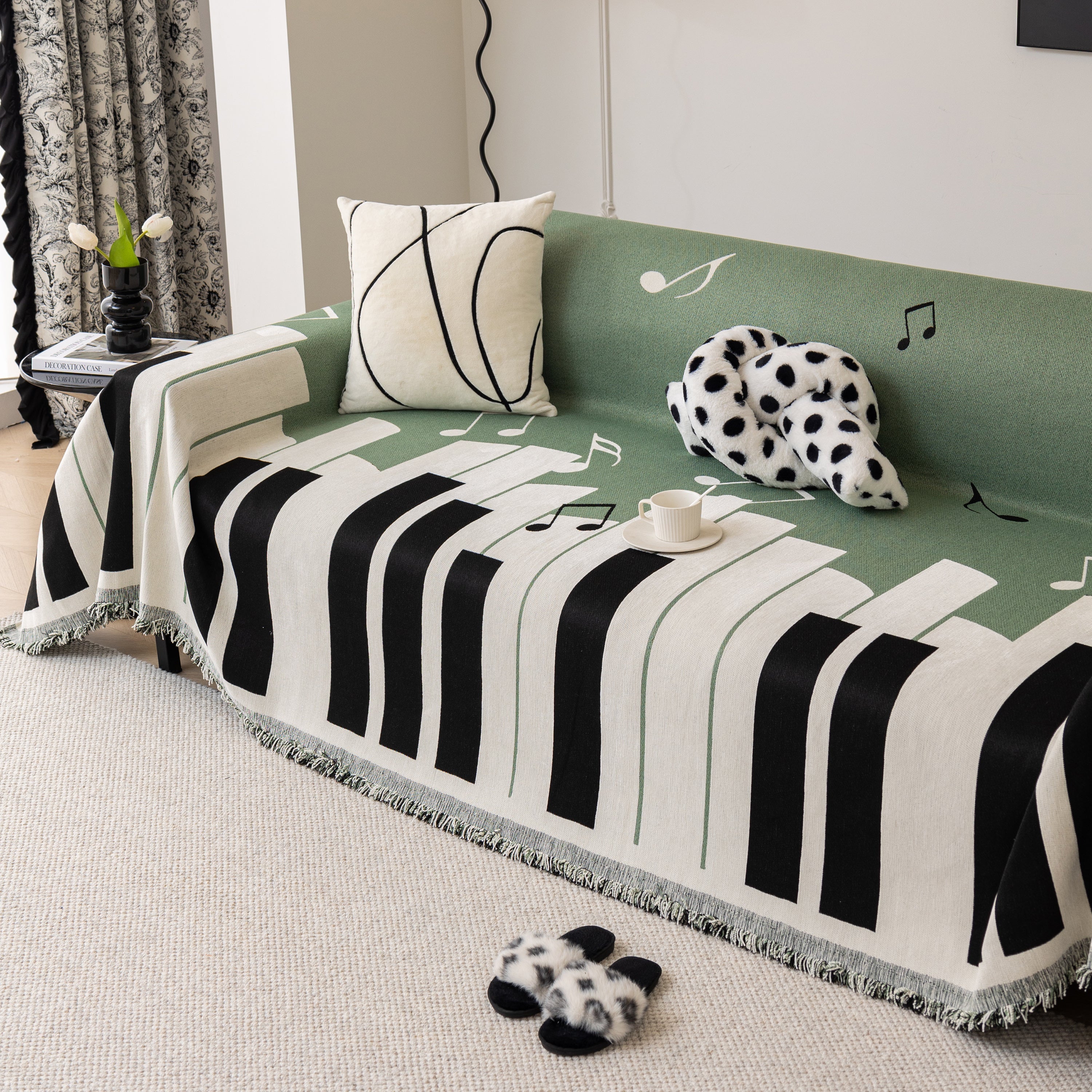 Cozy Chenille Dynamic Notes Sectional Couch Cover Blanket, Perfect Couch Throw Covers For Pets