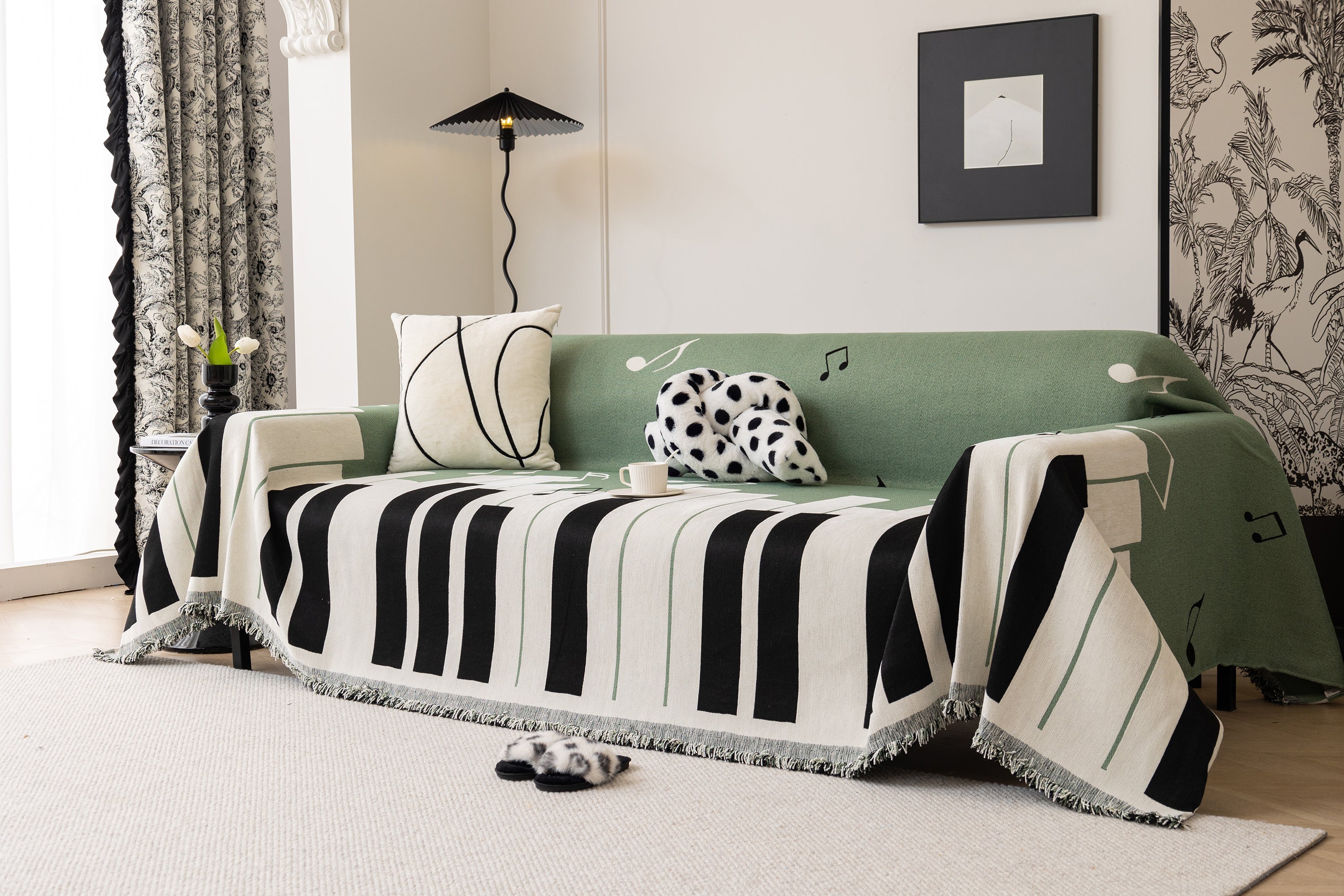 Cozy Chenille Dynamic Notes Sectional Couch Cover Blanket, Perfect Couch Throw Covers For Pets