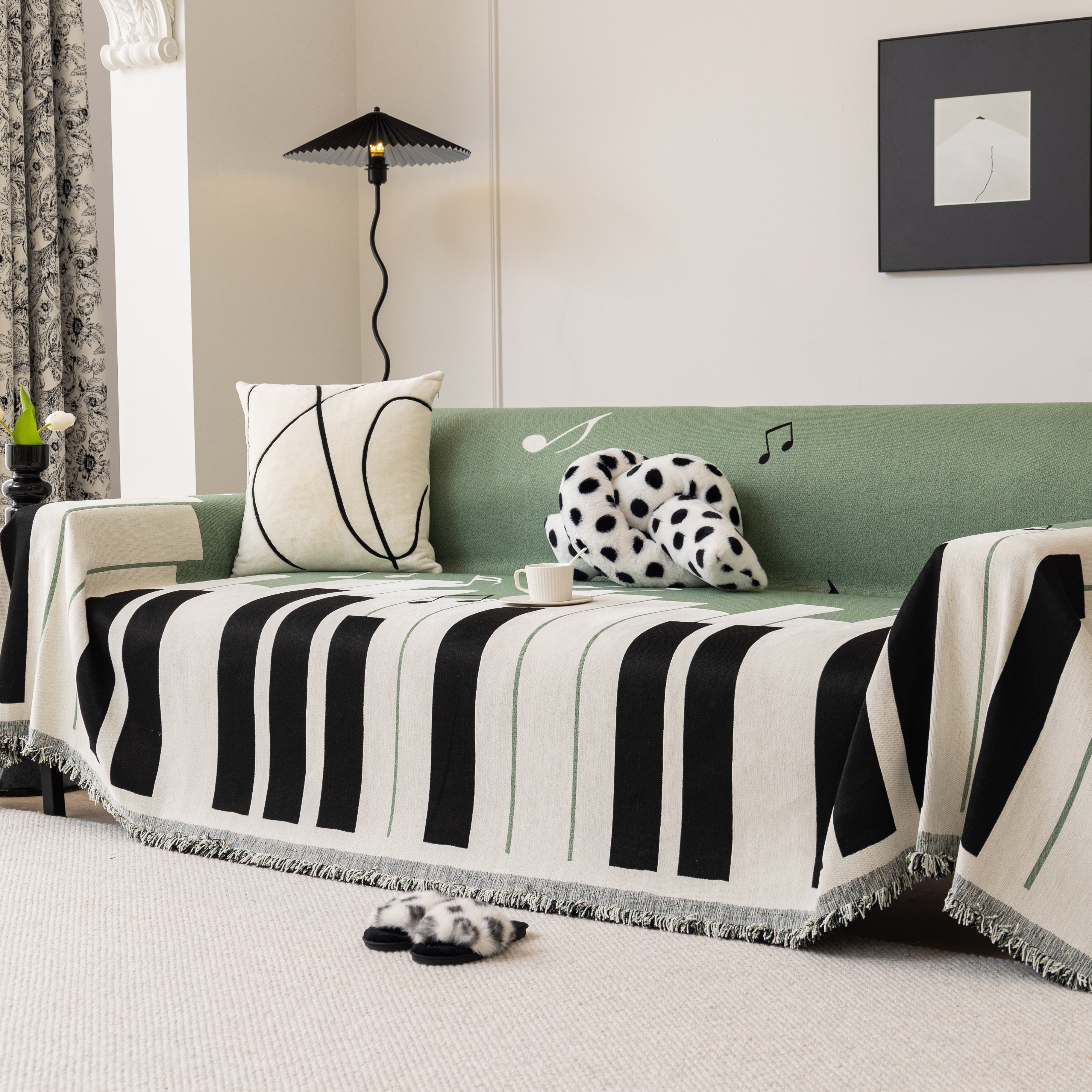 Cozy Chenille Dynamic Notes Sectional Couch Cover Blanket, Perfect Couch Throw Covers For Pets