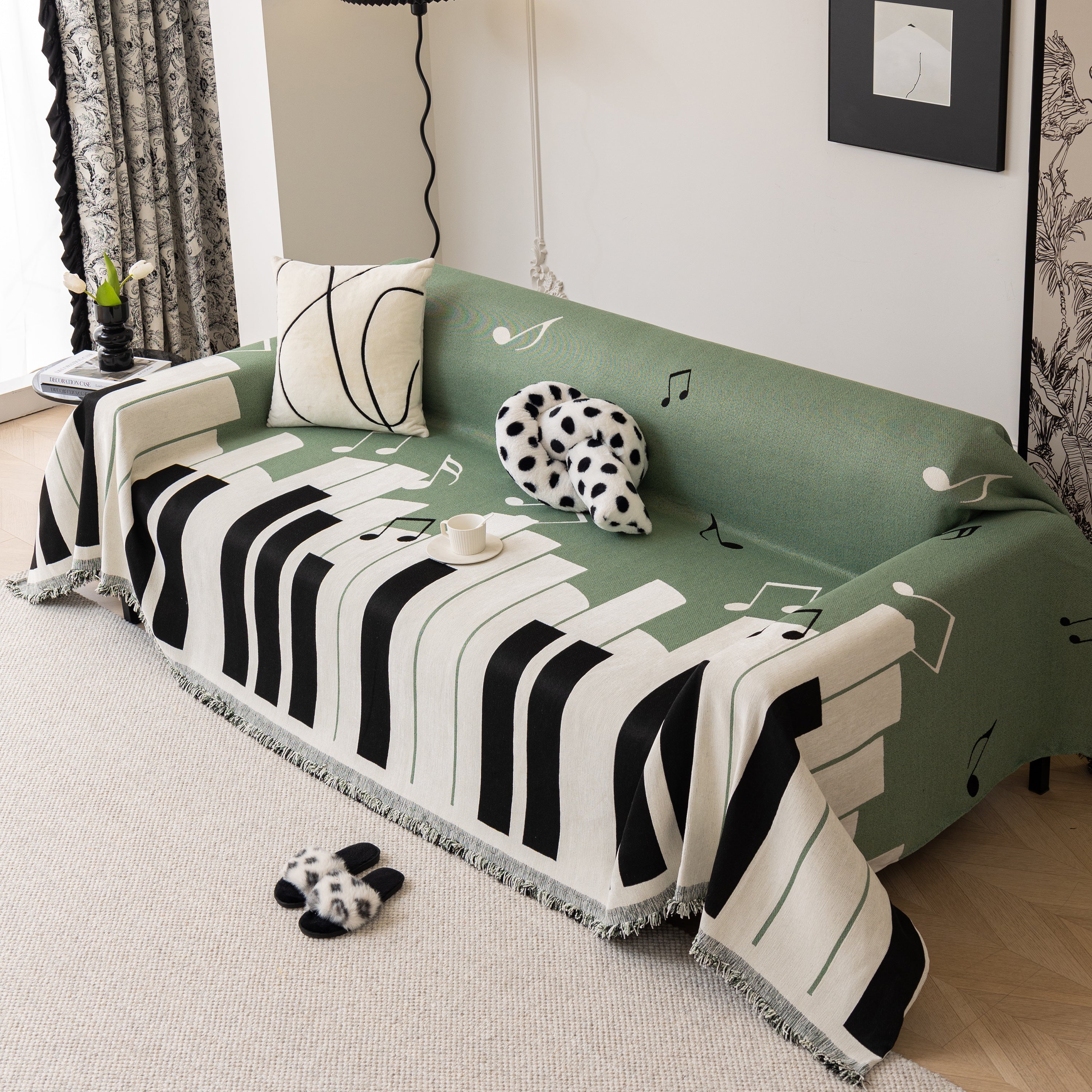Cozy Chenille Dynamic Notes Sectional Couch Cover Blanket, Perfect Couch Throw Covers For Pets