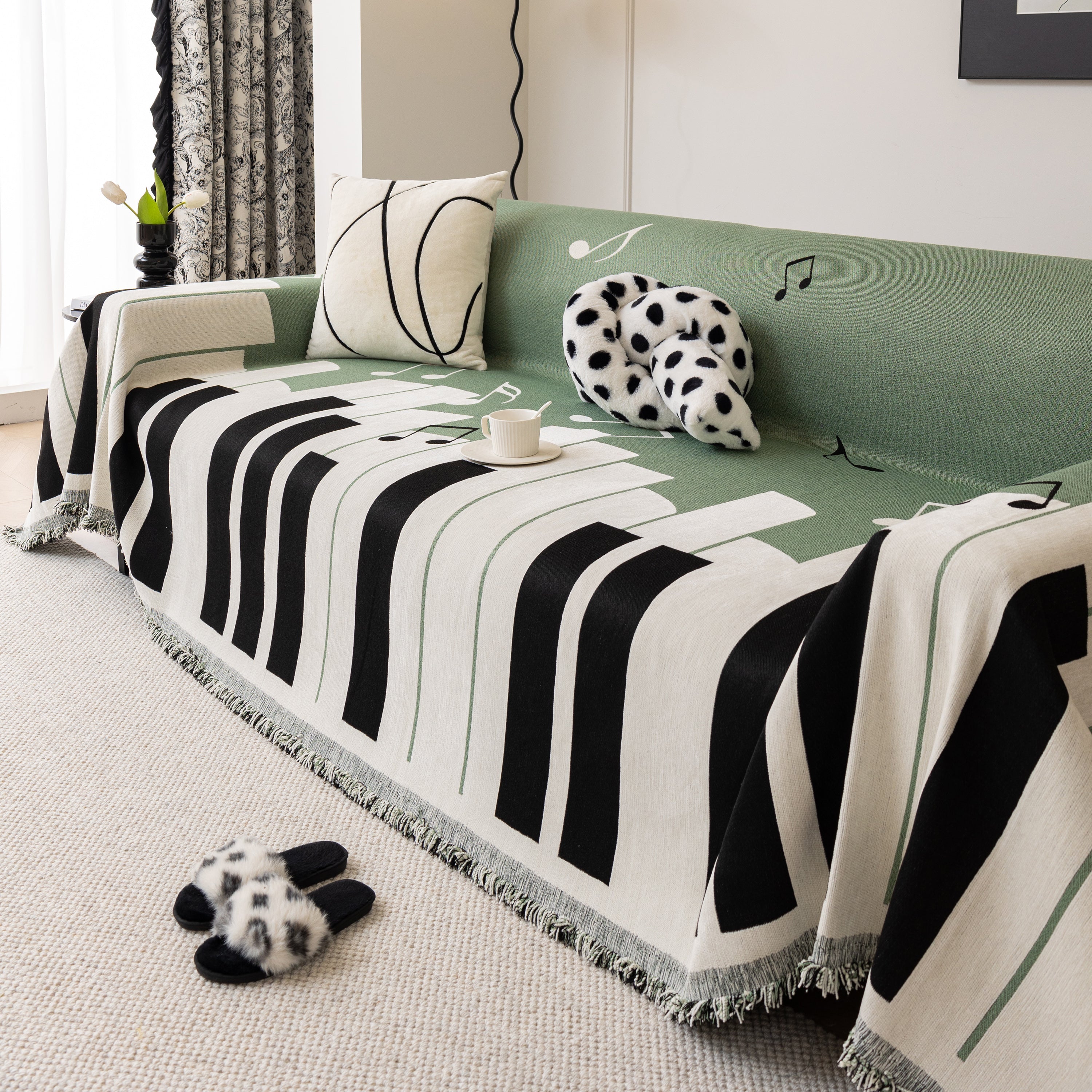 Cozy Chenille Dynamic Notes Sectional Couch Cover Blanket, Perfect Couch Throw Covers For Pets