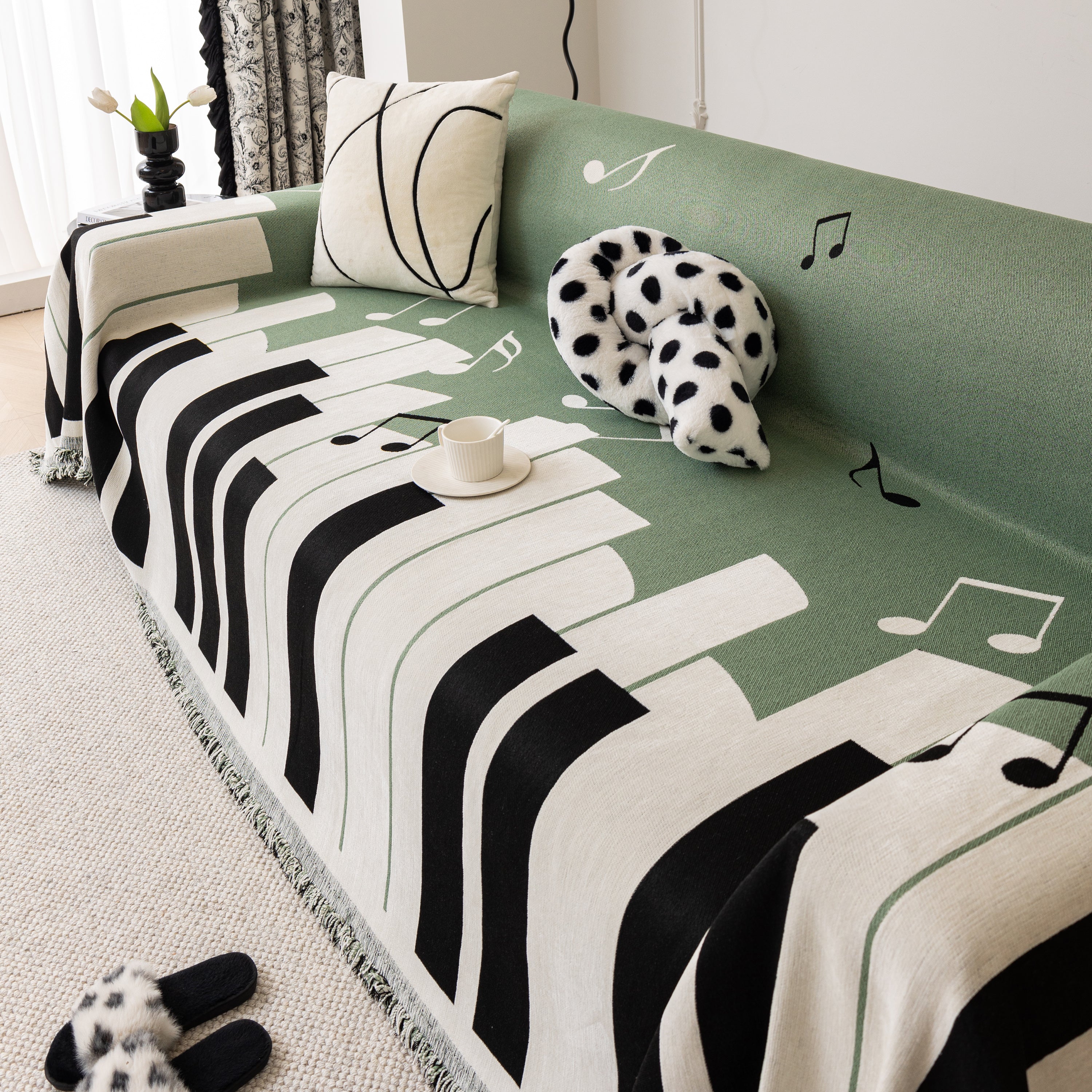 Cozy Chenille Dynamic Notes Sectional Couch Cover Blanket, Perfect Couch Throw Covers For Pets