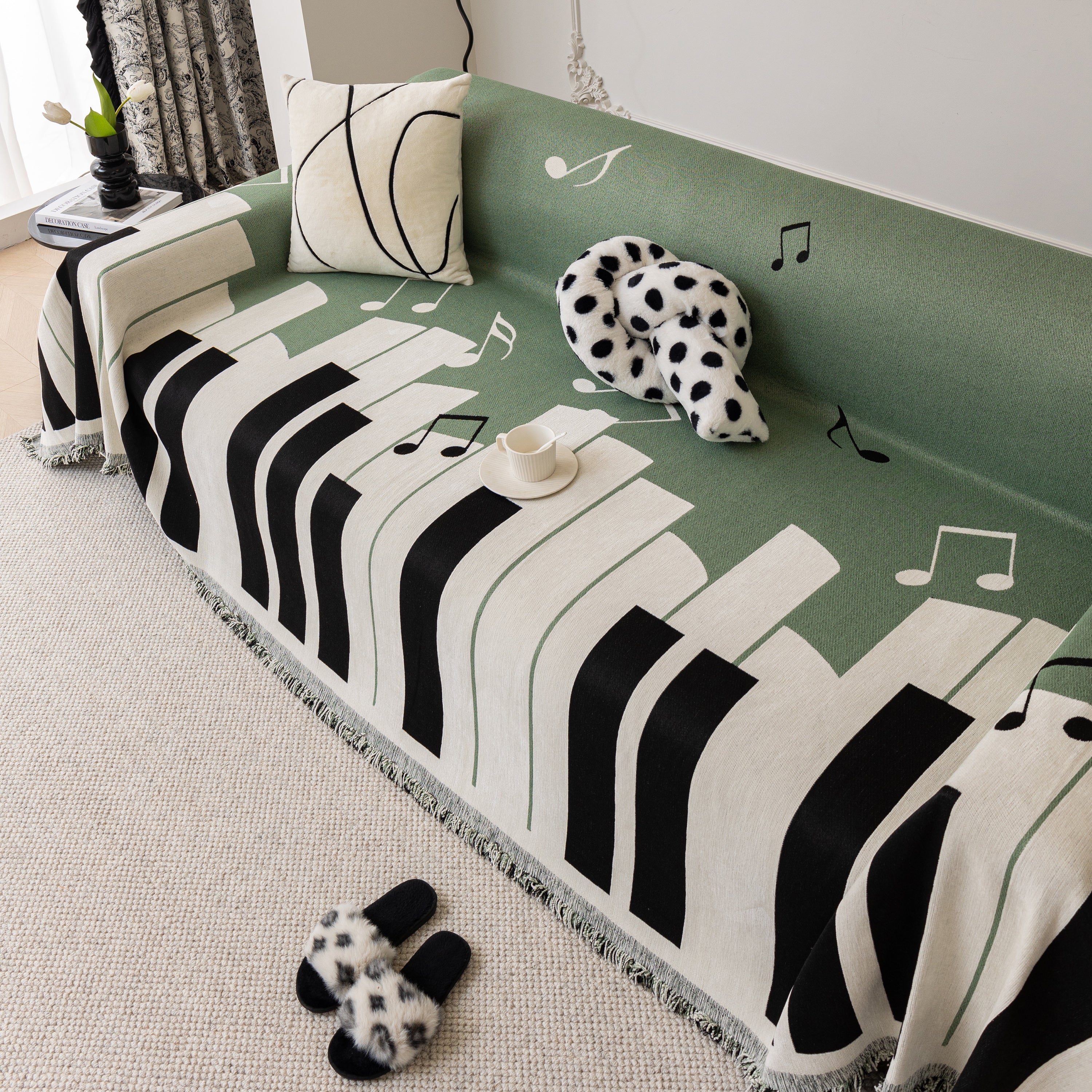 Cozy Chenille Dynamic Notes Sectional Couch Cover Blanket, Perfect Couch Throw Covers For Pets