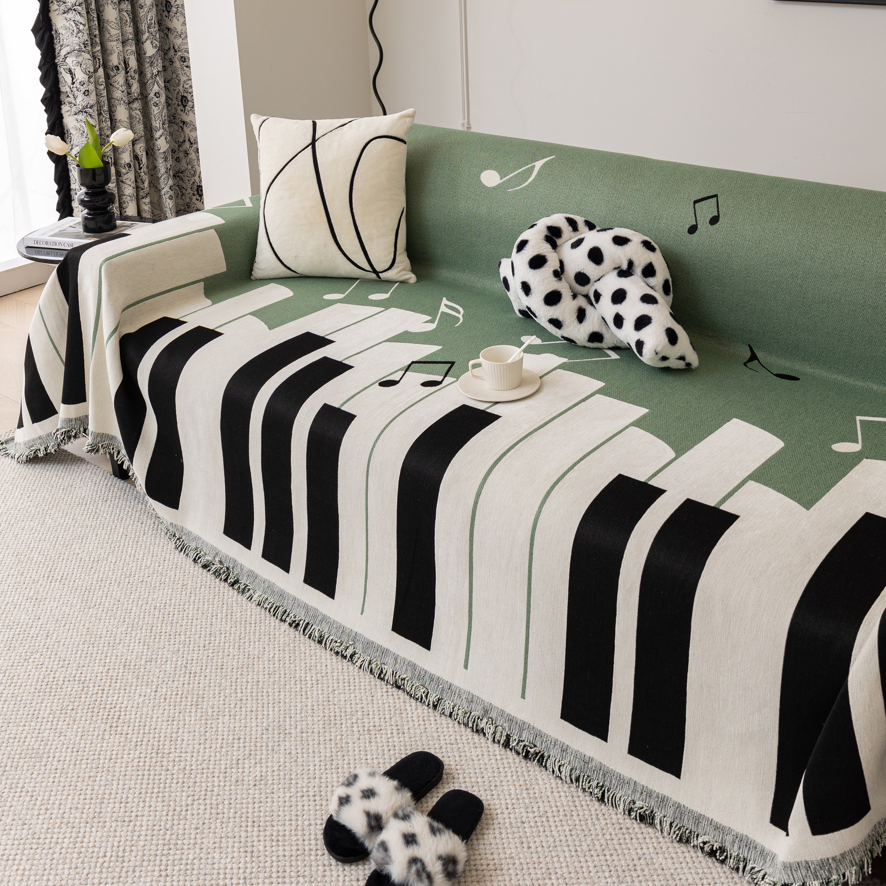 Cozy Chenille Dynamic Notes Sectional Couch Cover Blanket, Perfect Couch Throw Covers For Pets
