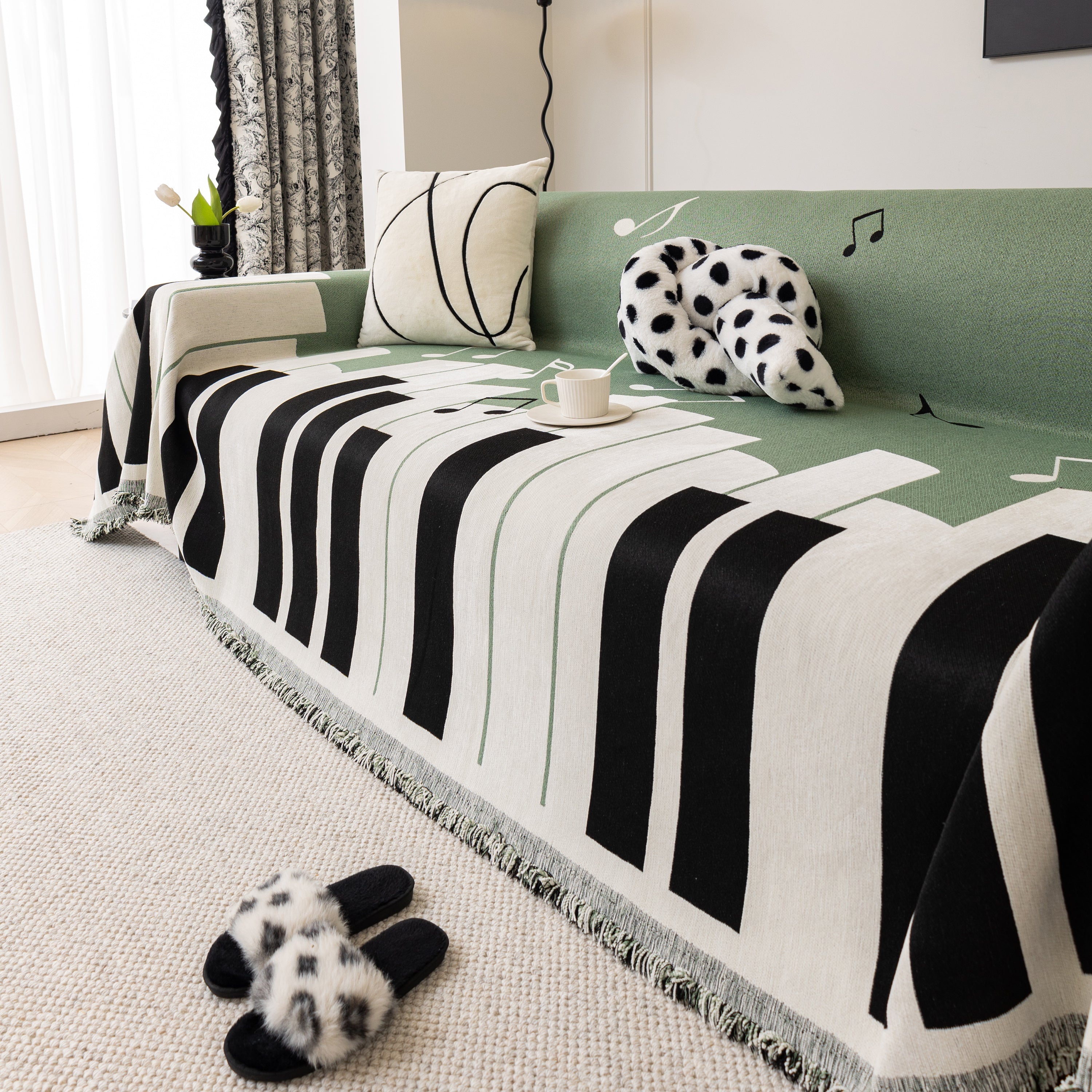 Cozy Chenille Dynamic Notes Sectional Couch Cover Blanket, Perfect Couch Throw Covers For Pets
