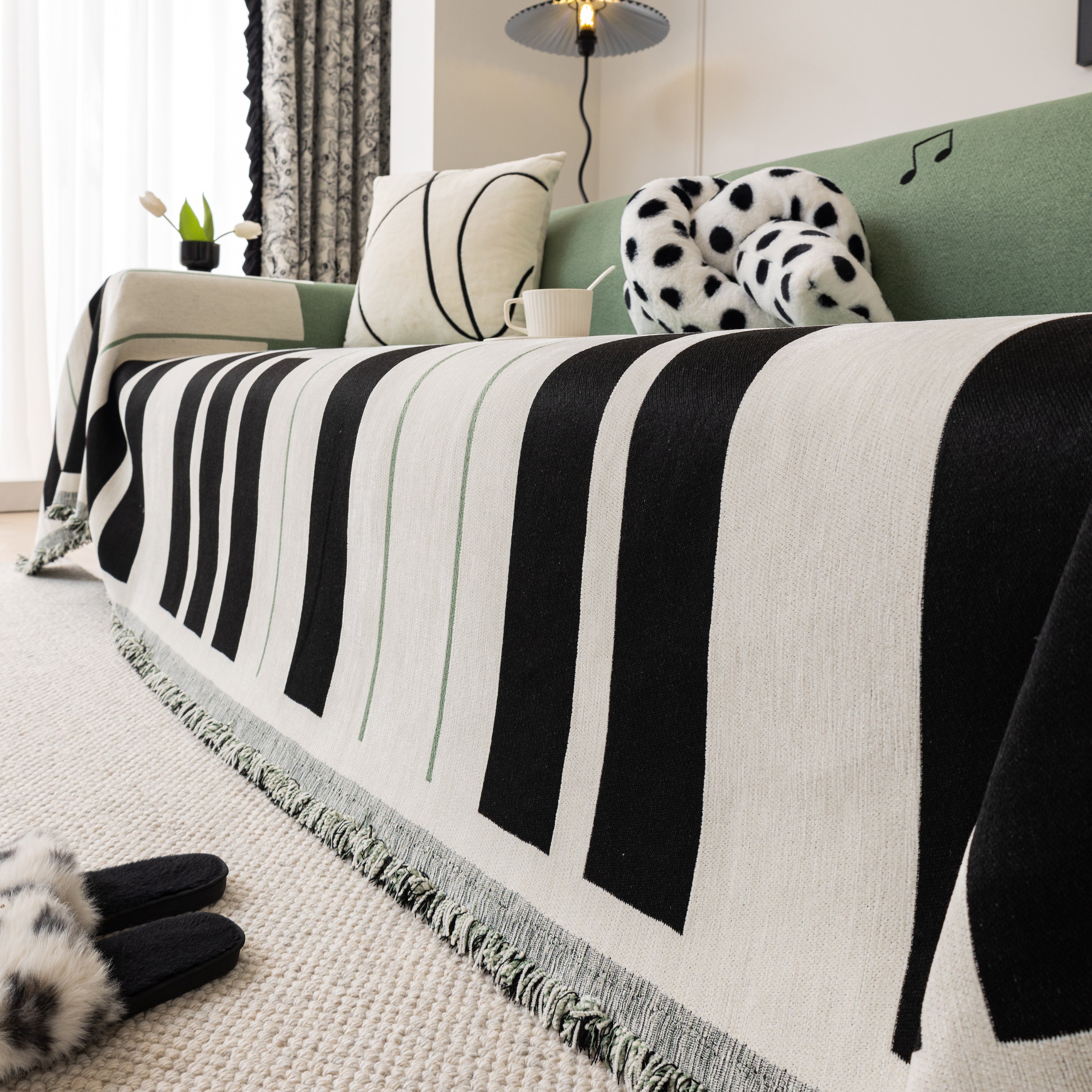 Cozy Chenille Dynamic Notes Sectional Couch Cover Blanket, Perfect Couch Throw Covers For Pets