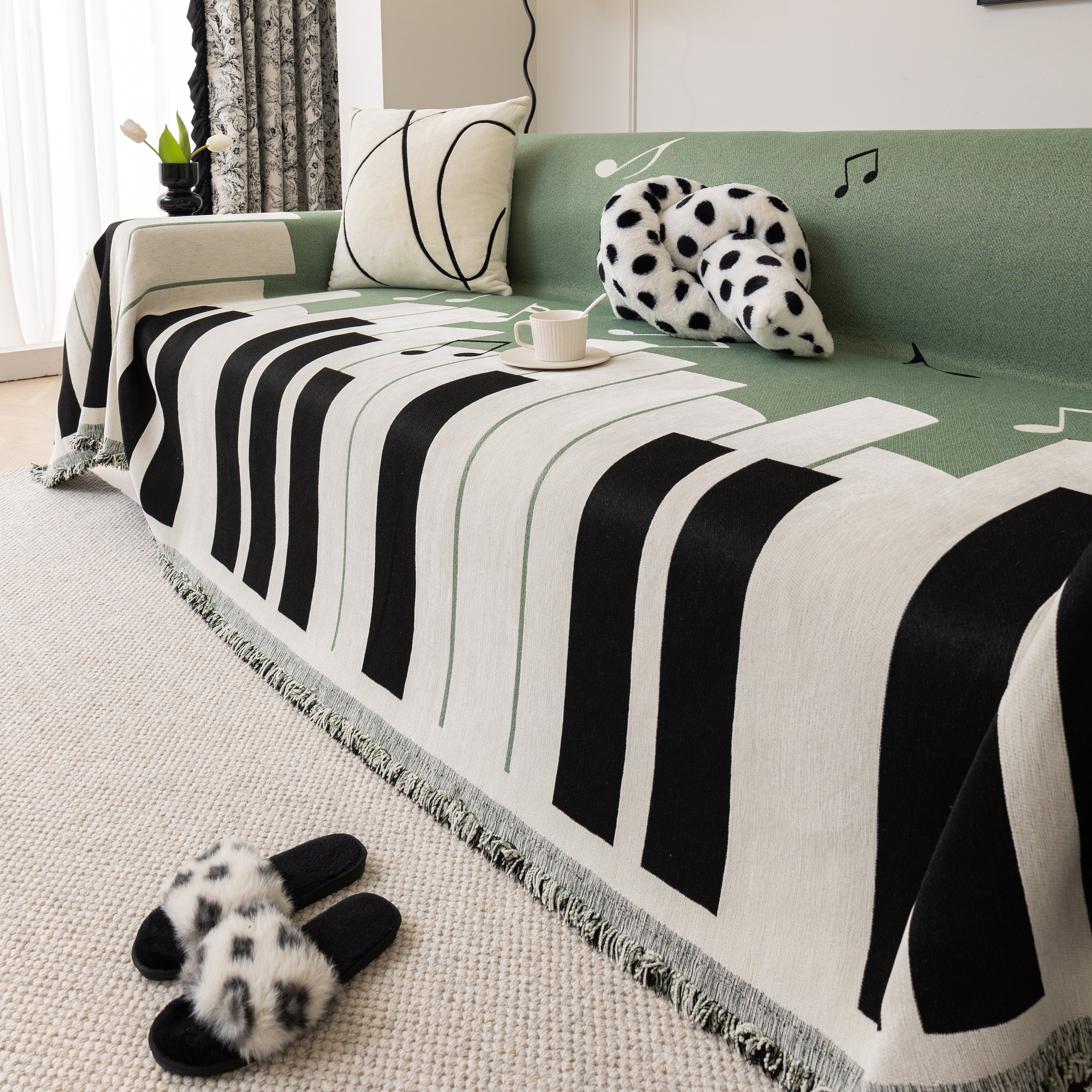 Cozy Chenille Dynamic Notes Sectional Couch Cover Blanket, Perfect Couch Throw Covers For Pets