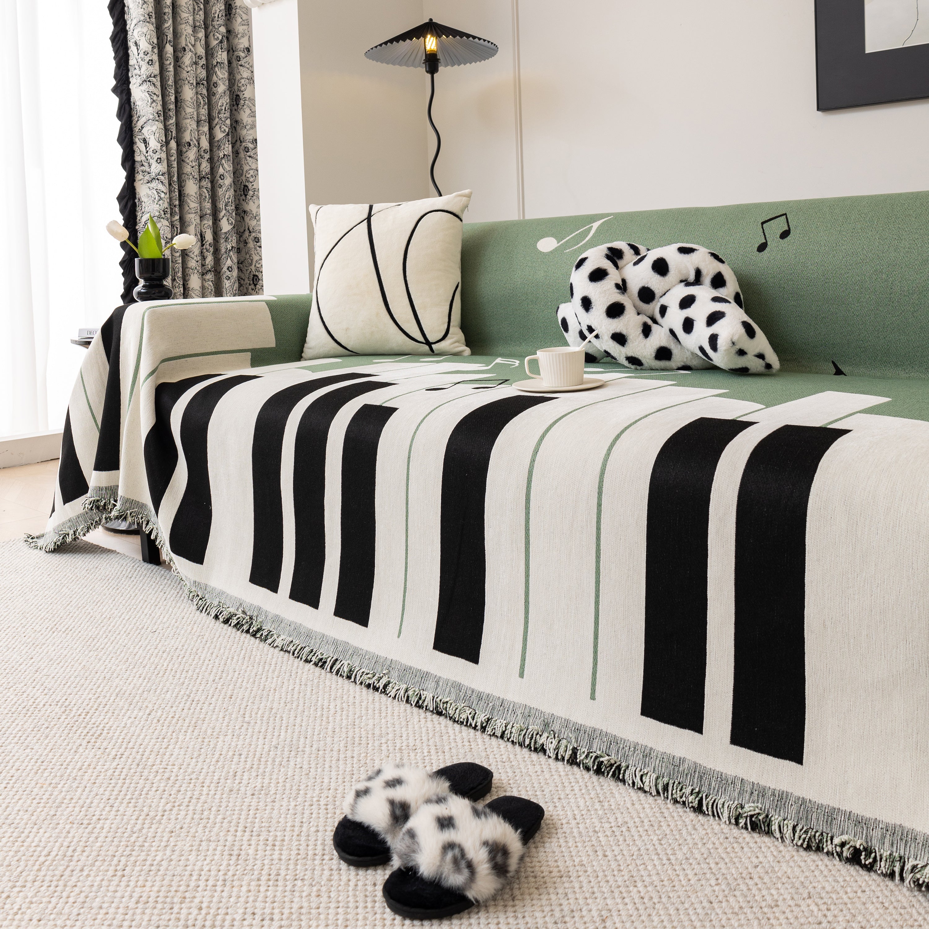 Cozy Chenille Dynamic Notes Sectional Couch Cover Blanket, Perfect Couch Throw Covers For Pets