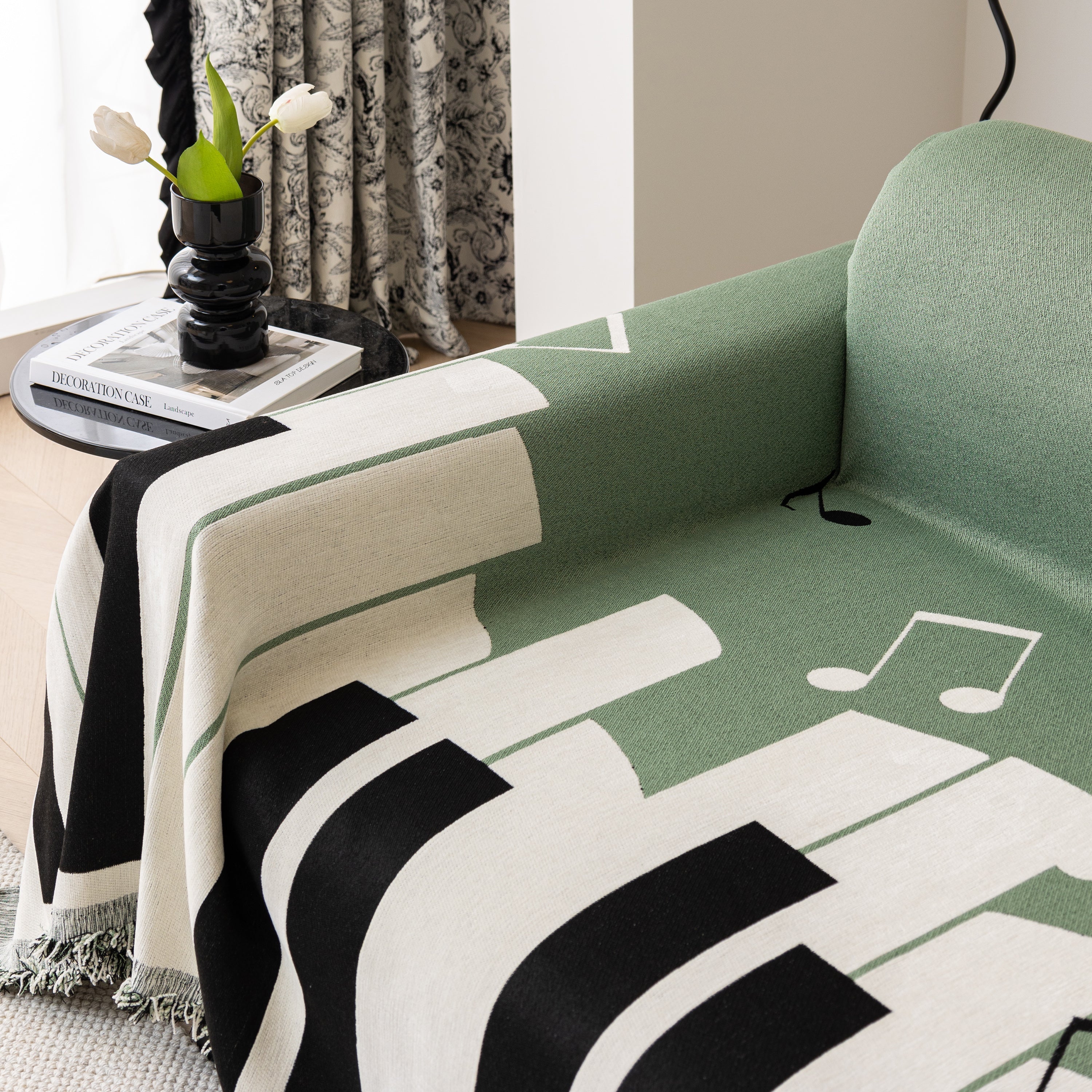 Cozy Chenille Dynamic Notes Sectional Couch Cover Blanket, Perfect Couch Throw Covers For Pets