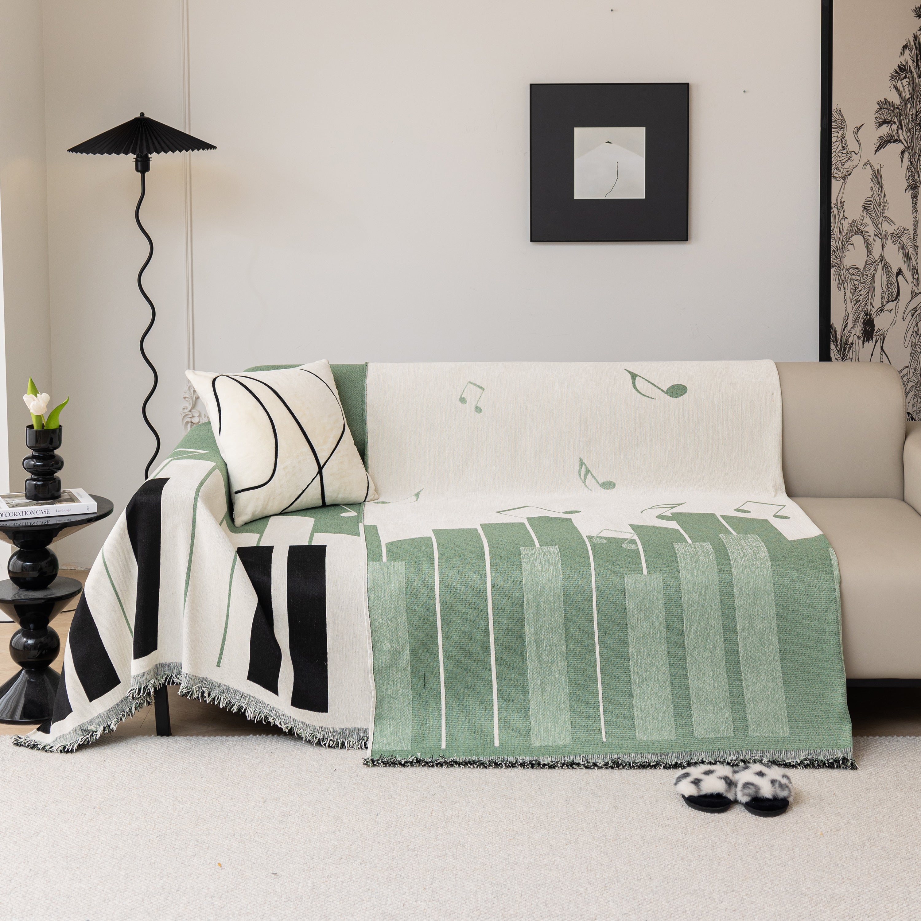Cozy Chenille Dynamic Notes Sectional Couch Cover Blanket, Perfect Couch Throw Covers For Pets