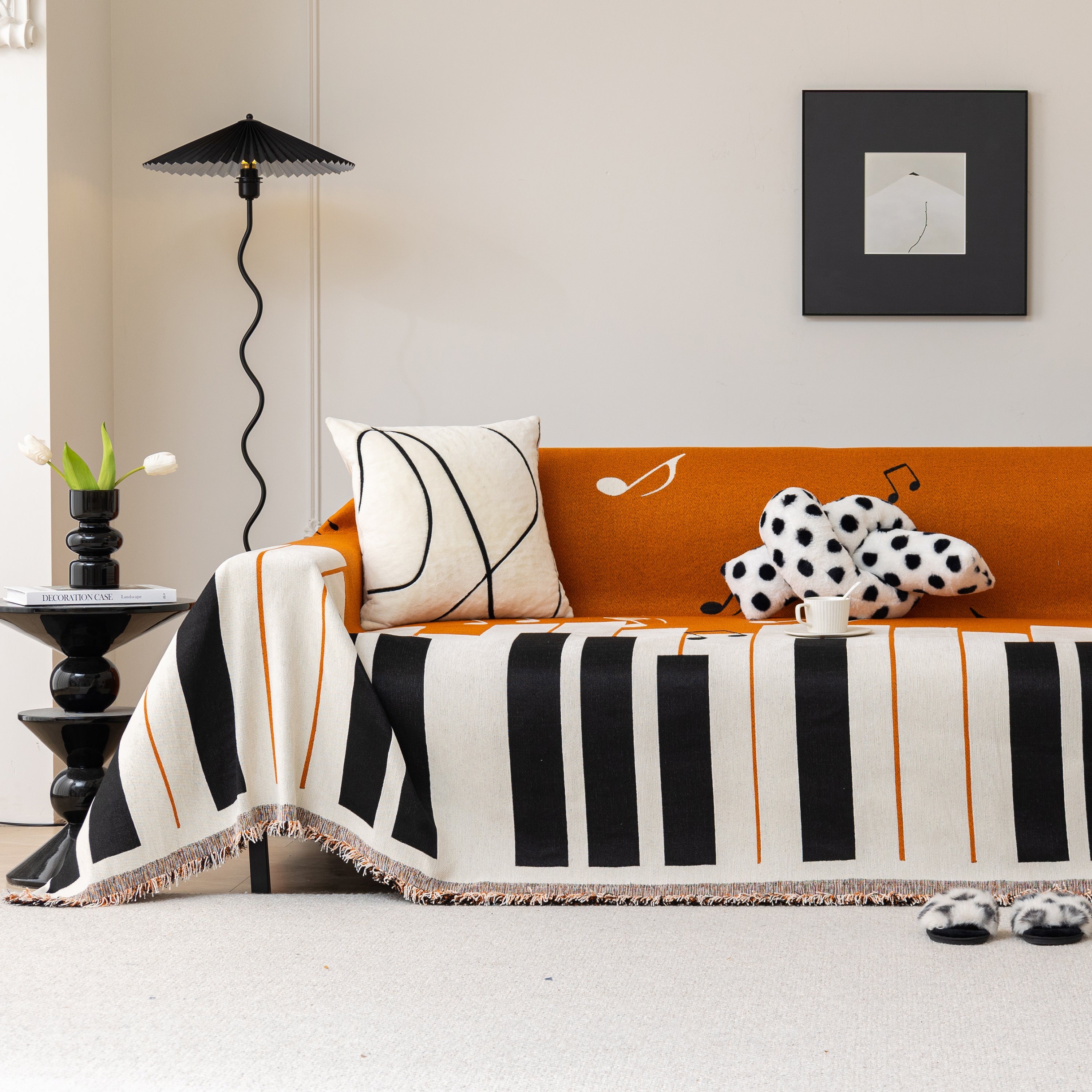 Cozy Chenille Dynamic Notes Sectional Couch Cover Blanket, Perfect Couch Throw Covers For Pets