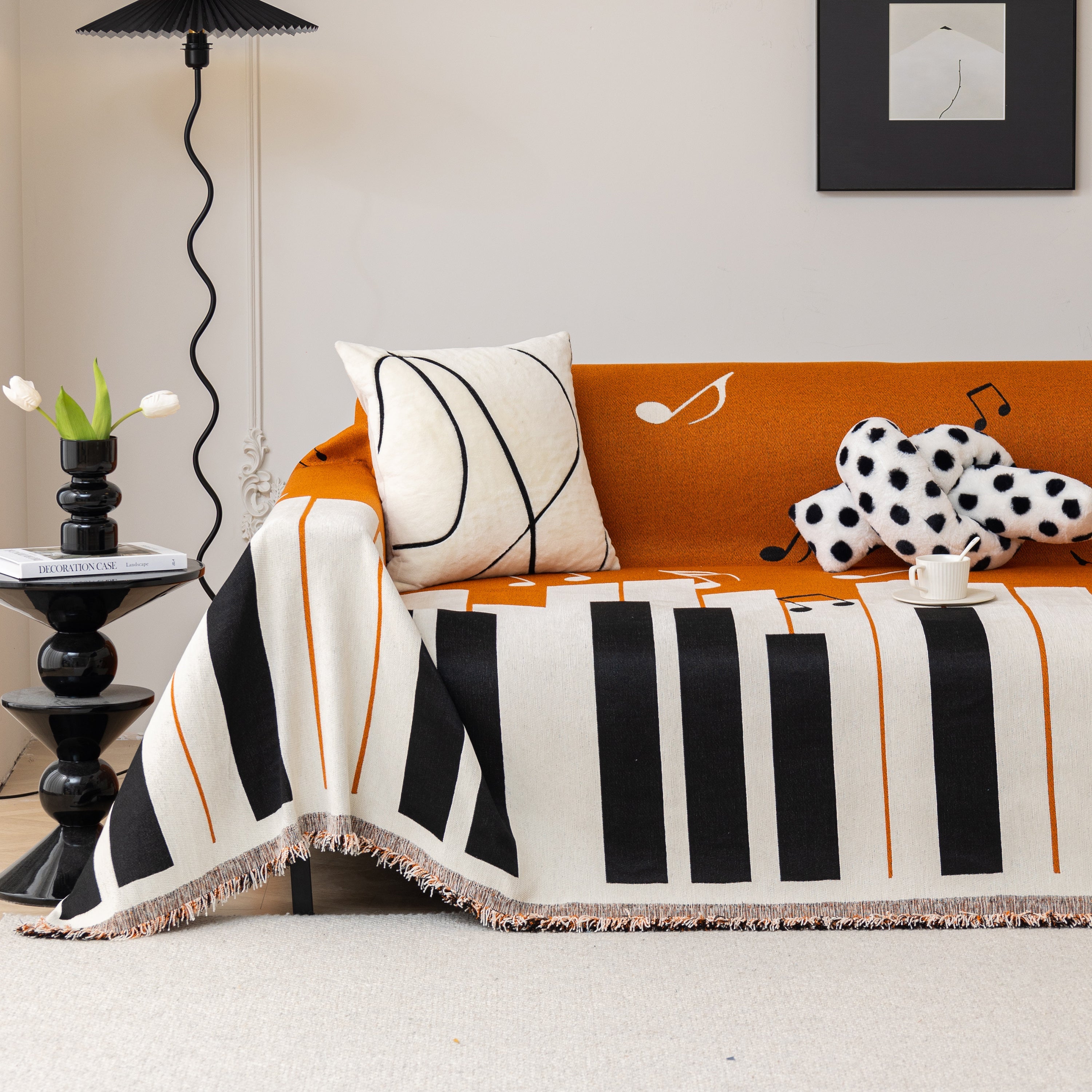 Cozy Chenille Dynamic Notes Sectional Couch Cover Blanket, Perfect Couch Throw Covers For Pets