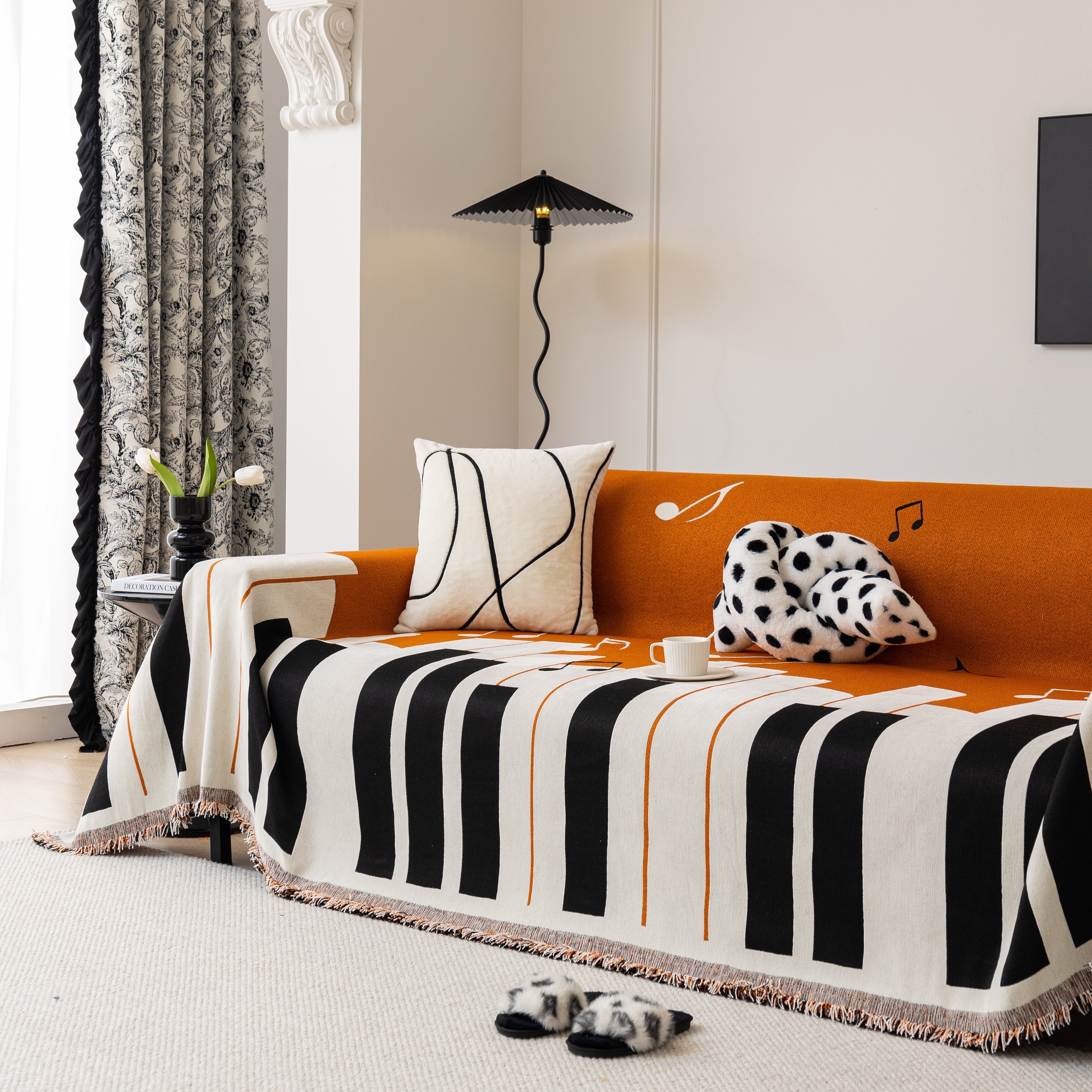 Cozy Chenille Dynamic Notes Sectional Couch Cover Blanket, Perfect Couch Throw Covers For Pets
