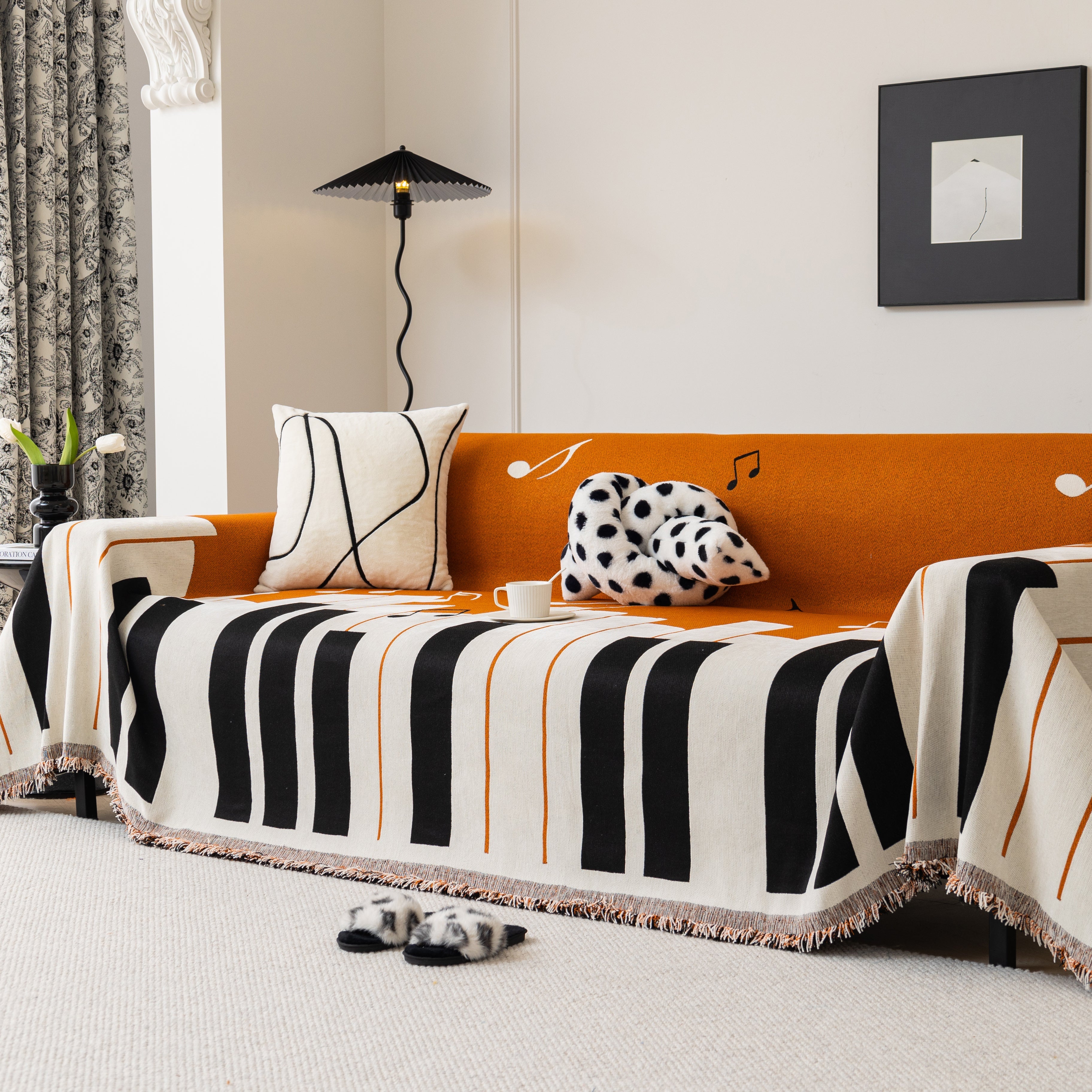 Cozy Chenille Dynamic Notes Sectional Couch Cover Blanket, Perfect Couch Throw Covers For Pets