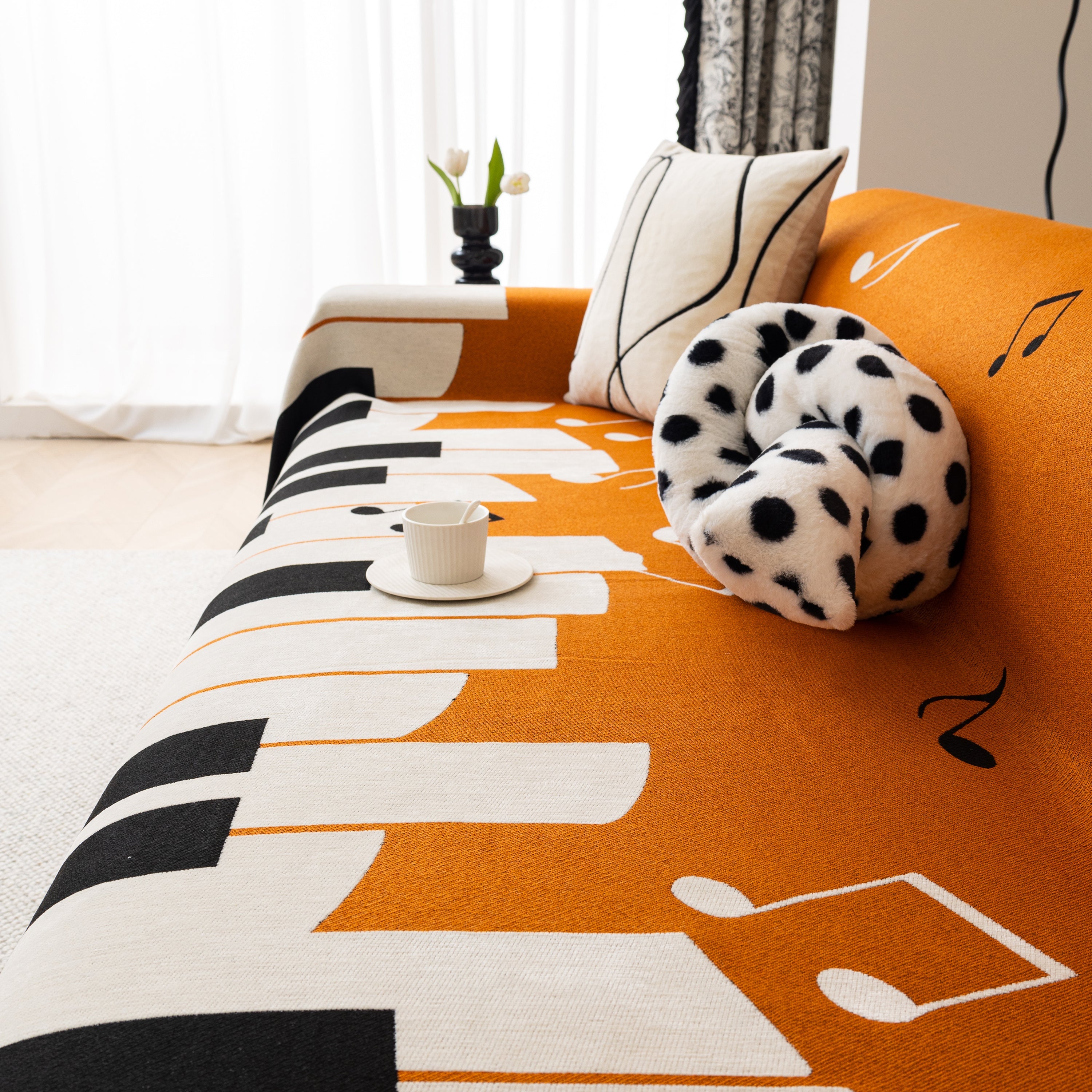Cozy Chenille Dynamic Notes Sectional Couch Cover Blanket, Perfect Couch Throw Covers For Pets