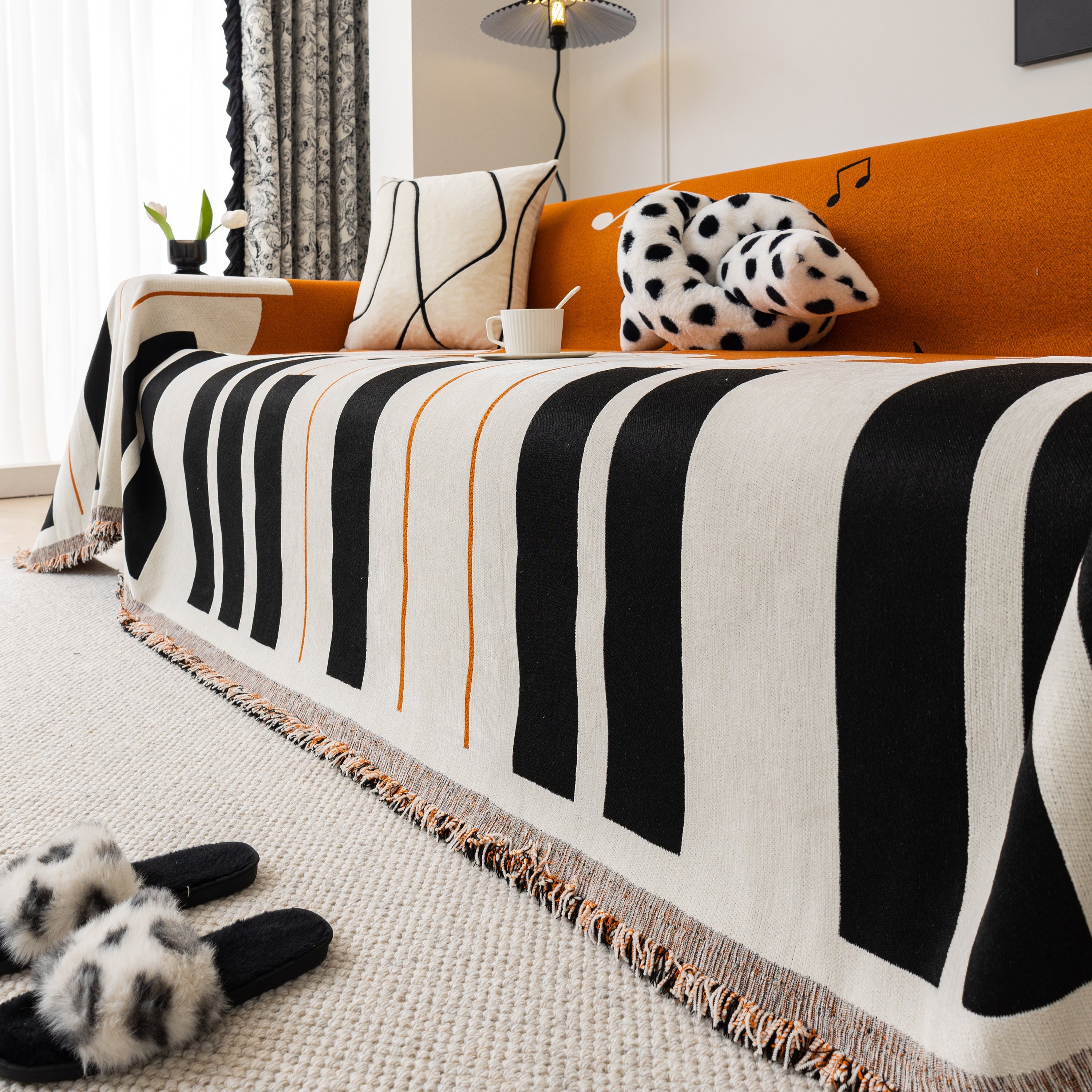 Cozy Chenille Dynamic Notes Sectional Couch Cover Blanket, Perfect Couch Throw Covers For Pets