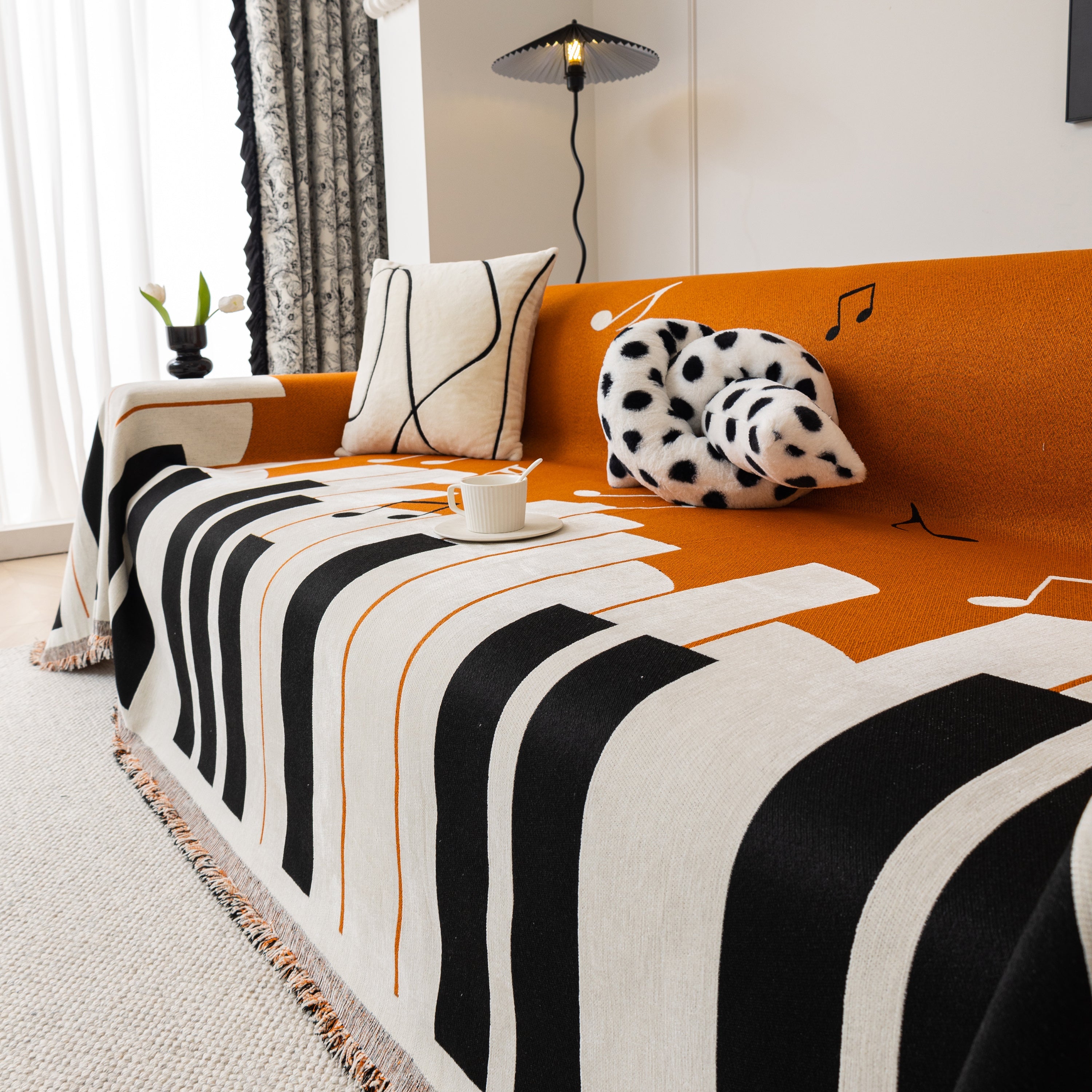 Cozy Chenille Dynamic Notes Sectional Couch Cover Blanket, Perfect Couch Throw Covers For Pets