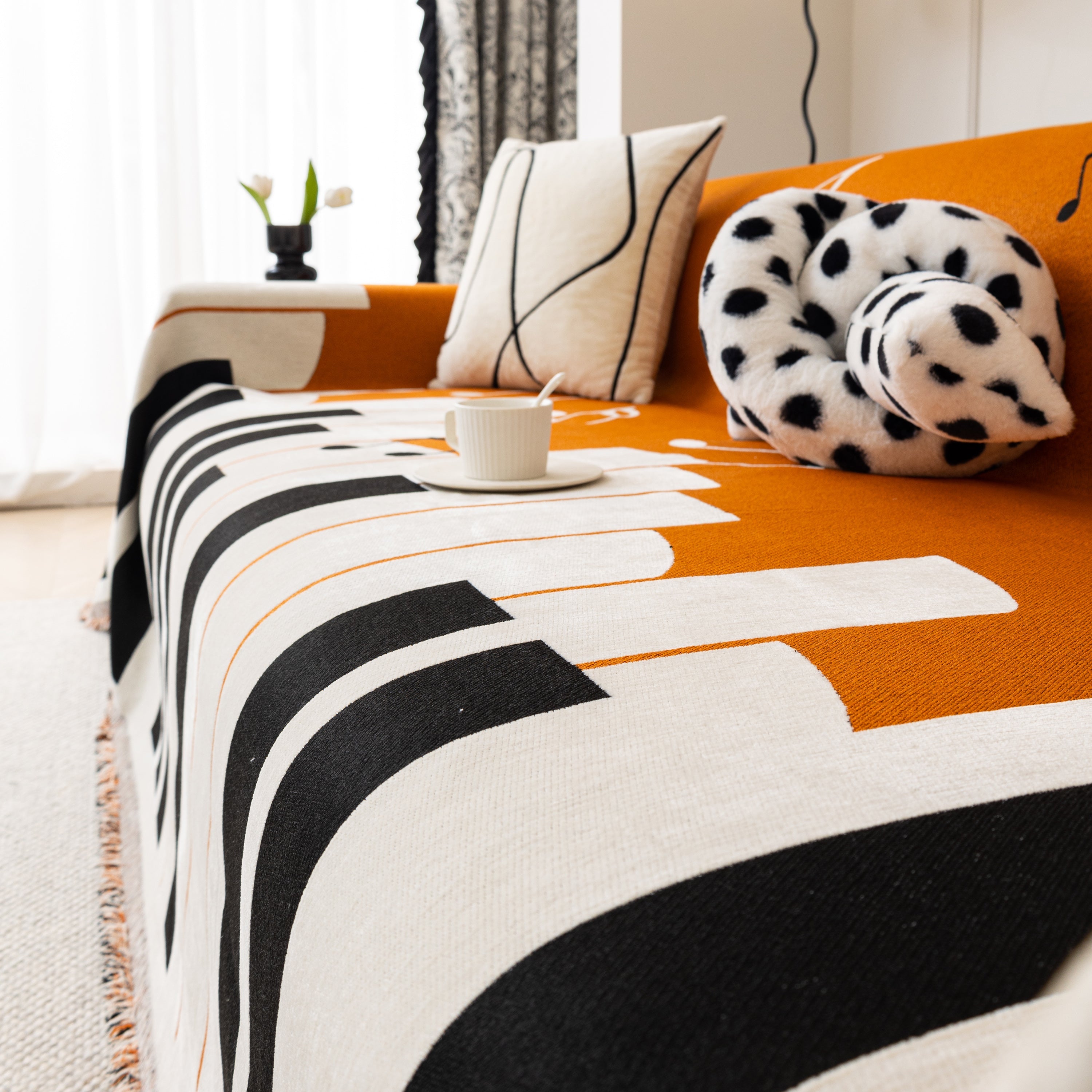 Cozy Chenille Dynamic Notes Sectional Couch Cover Blanket, Perfect Couch Throw Covers For Pets