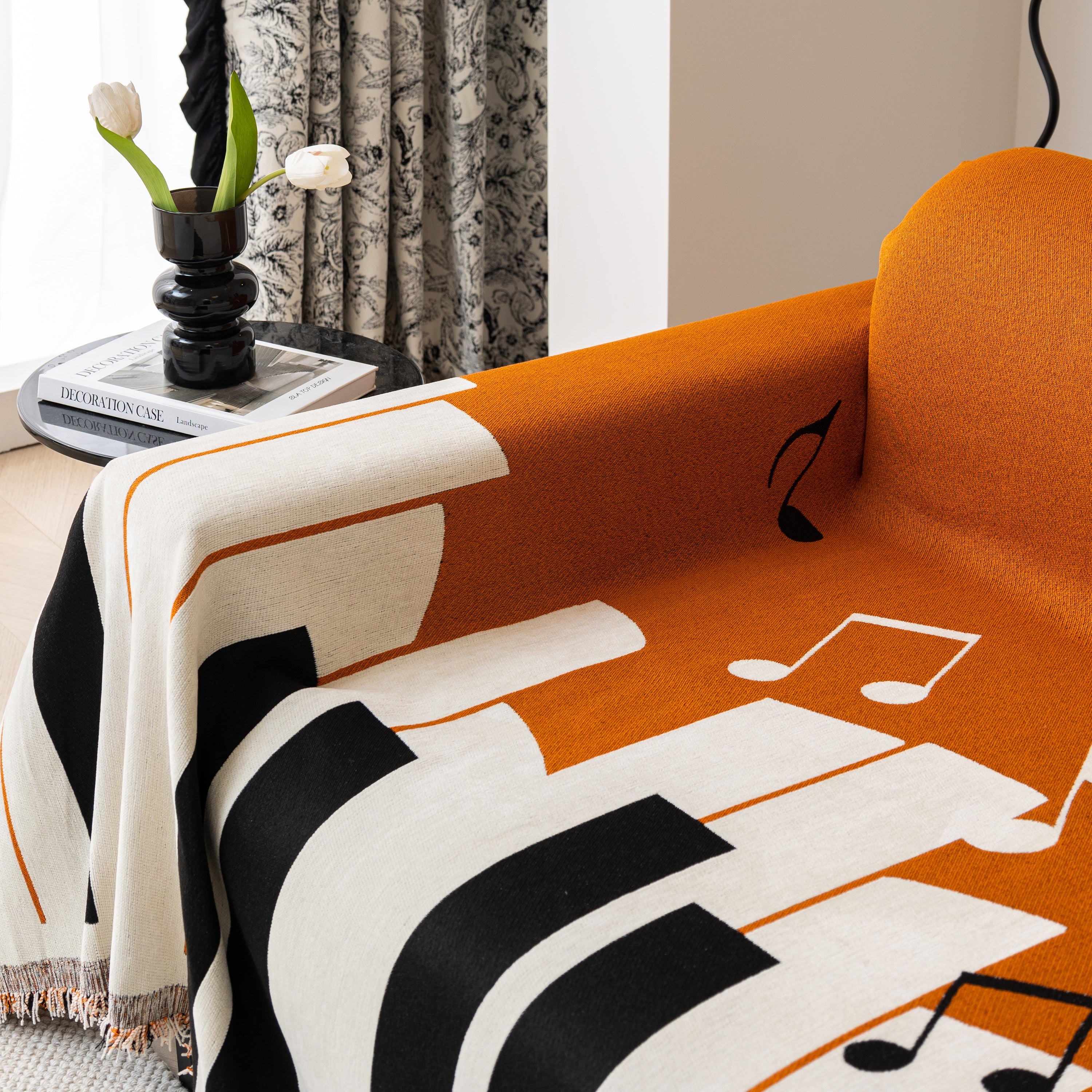 Cozy Chenille Dynamic Notes Sectional Couch Cover Blanket, Perfect Couch Throw Covers For Pets