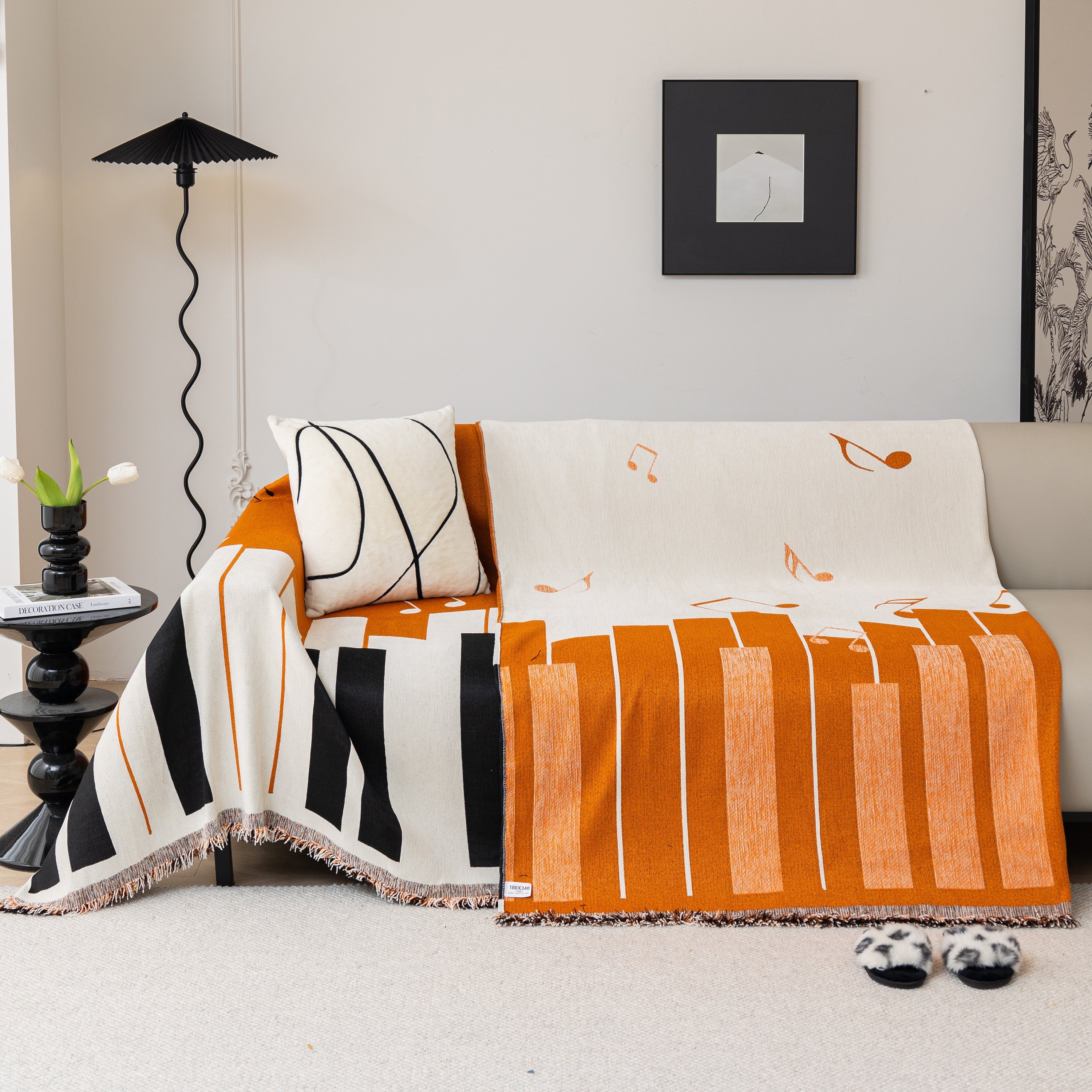 Cozy Chenille Dynamic Notes Sectional Couch Cover Blanket, Perfect Couch Throw Covers For Pets