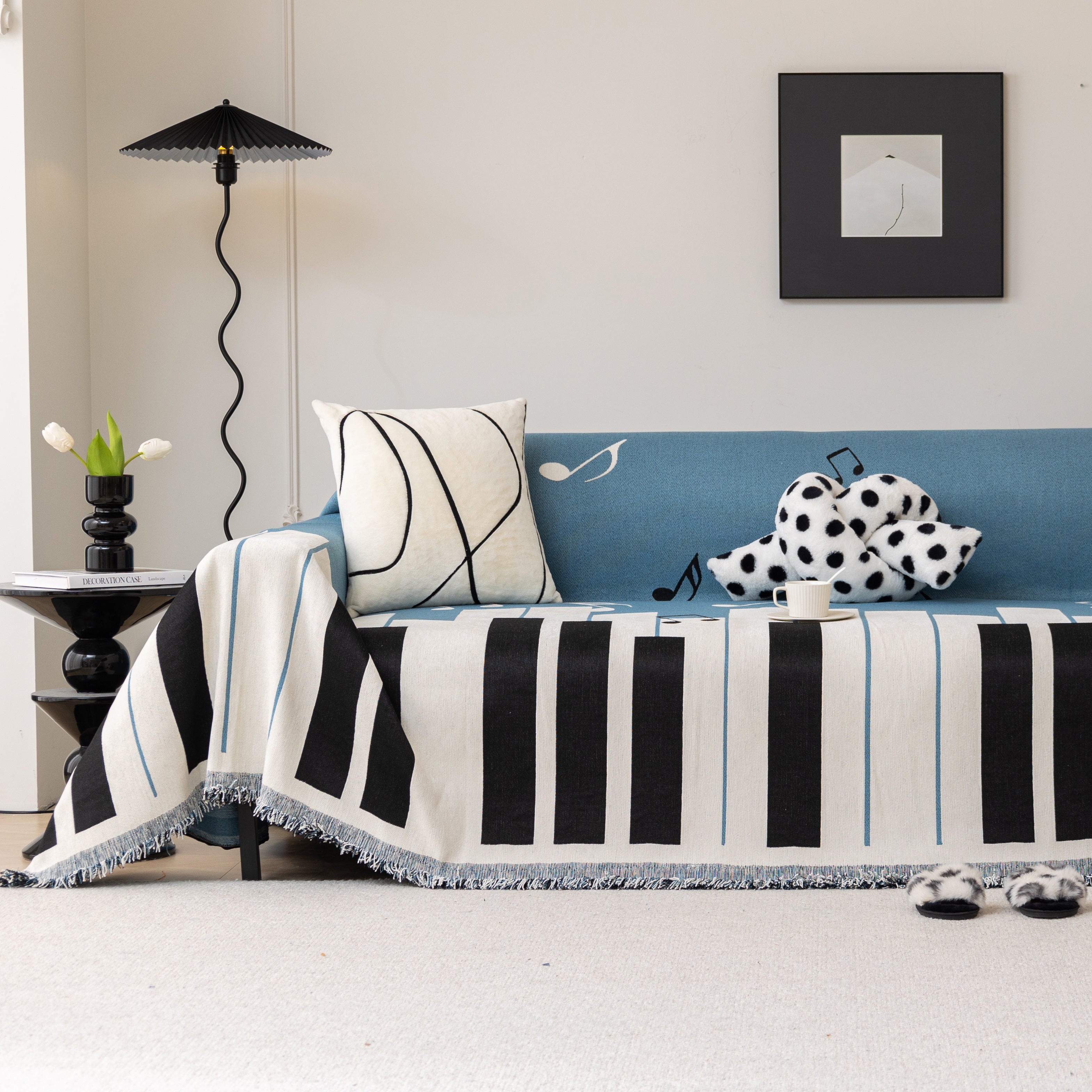 Cozy Chenille Dynamic Notes Sectional Couch Cover Blanket, Perfect Couch Throw Covers For Pets