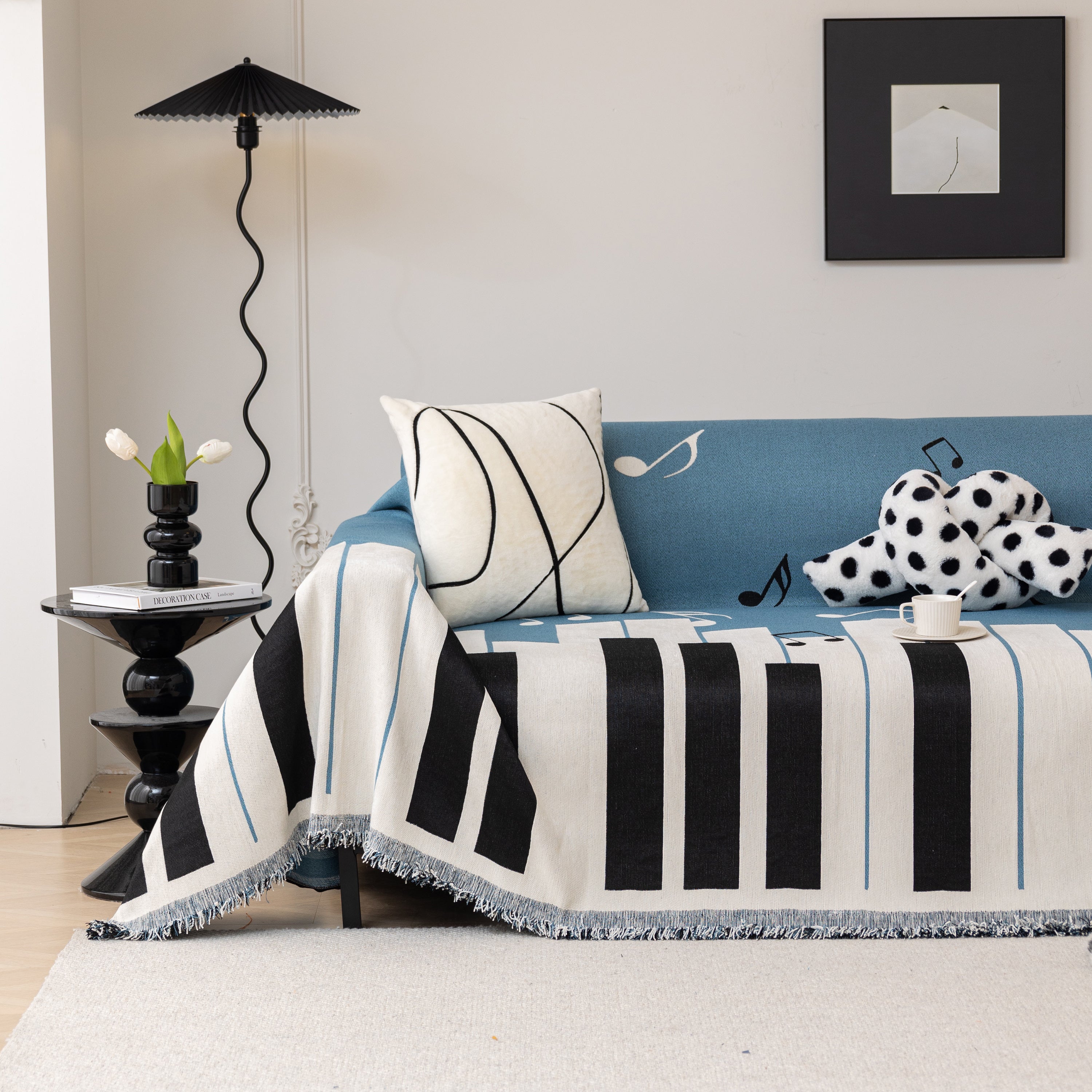 Cozy Chenille Dynamic Notes Sectional Couch Cover Blanket, Perfect Couch Throw Covers For Pets