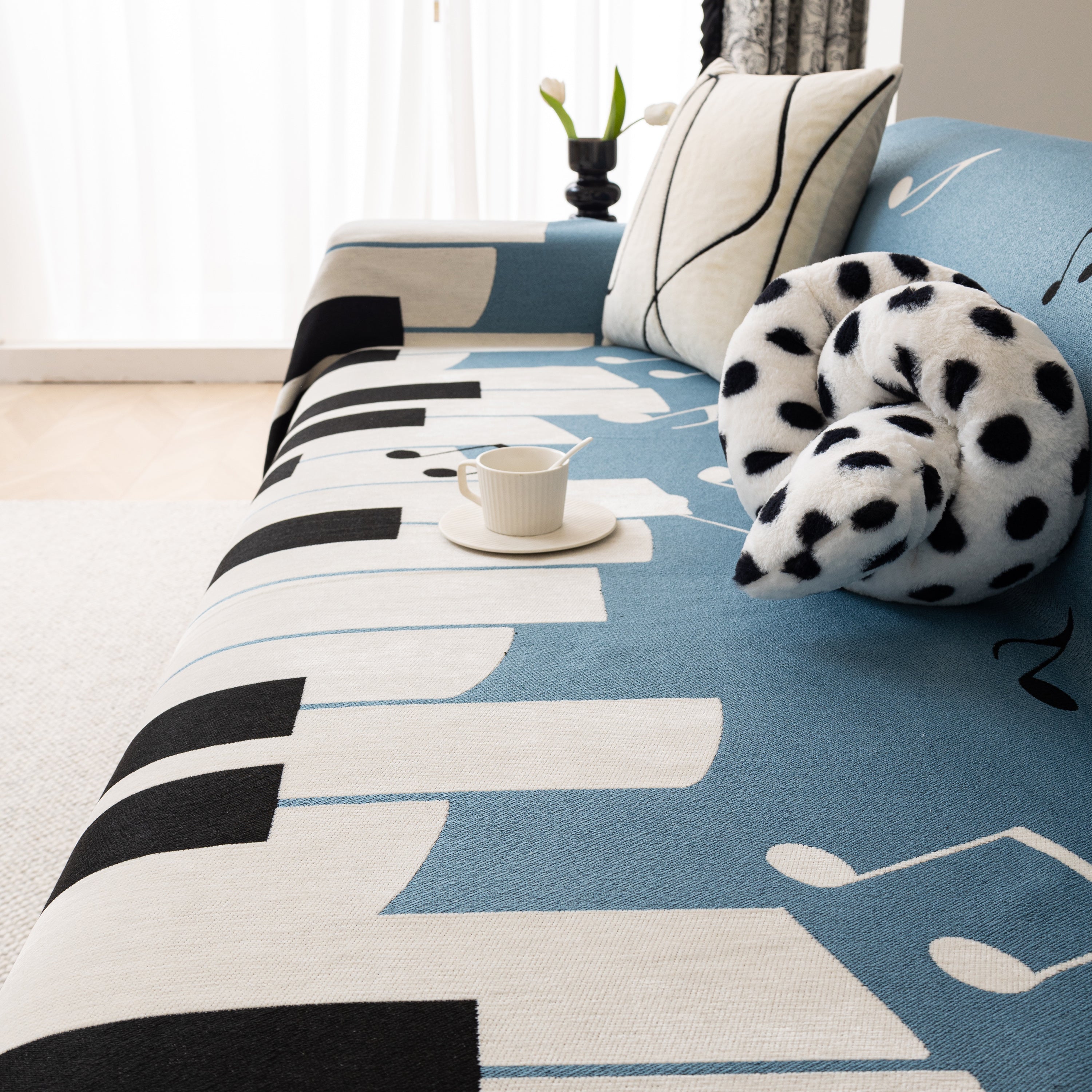 Cozy Chenille Dynamic Notes Sectional Couch Cover Blanket, Perfect Couch Throw Covers For Pets