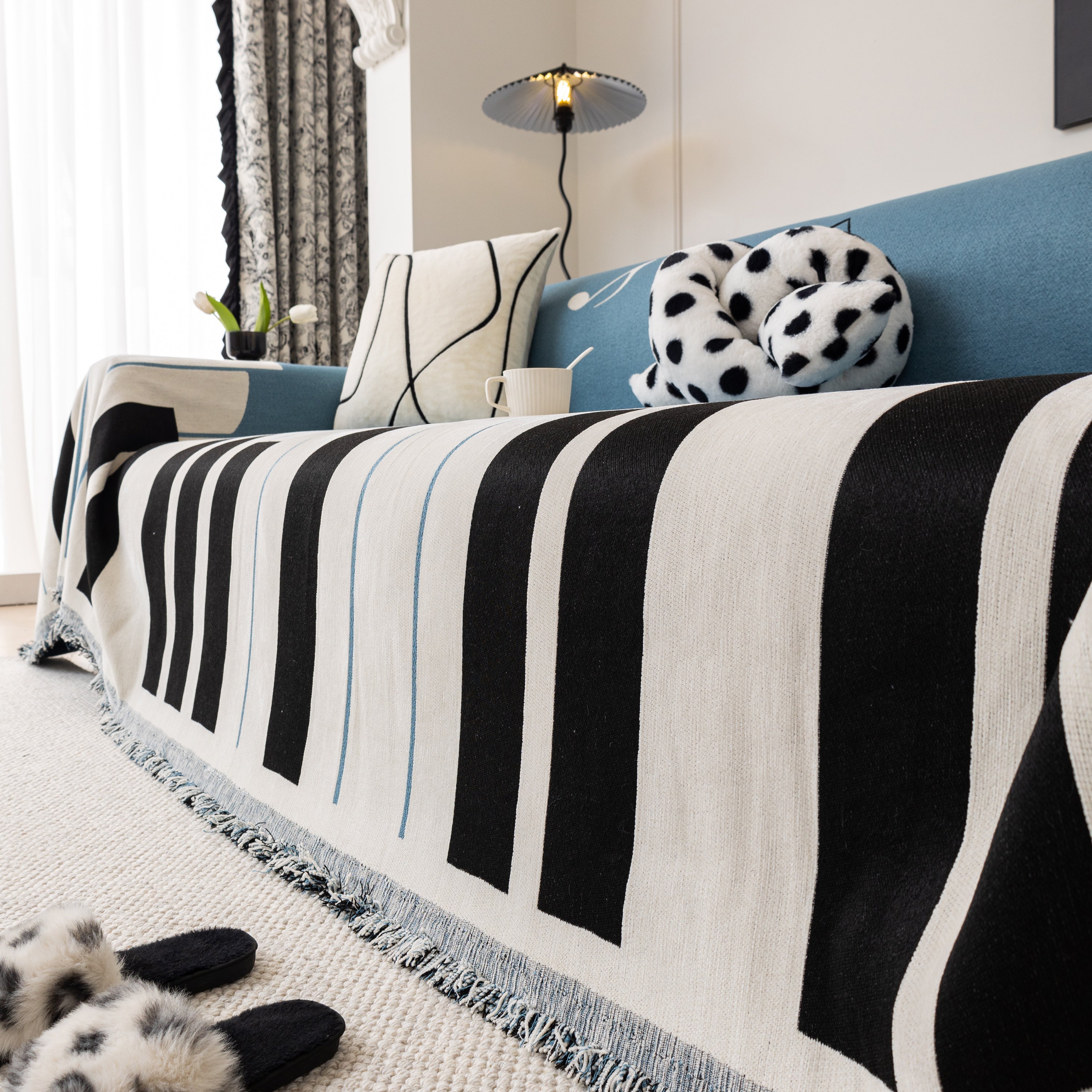Cozy Chenille Dynamic Notes Sectional Couch Cover Blanket, Perfect Couch Throw Covers For Pets