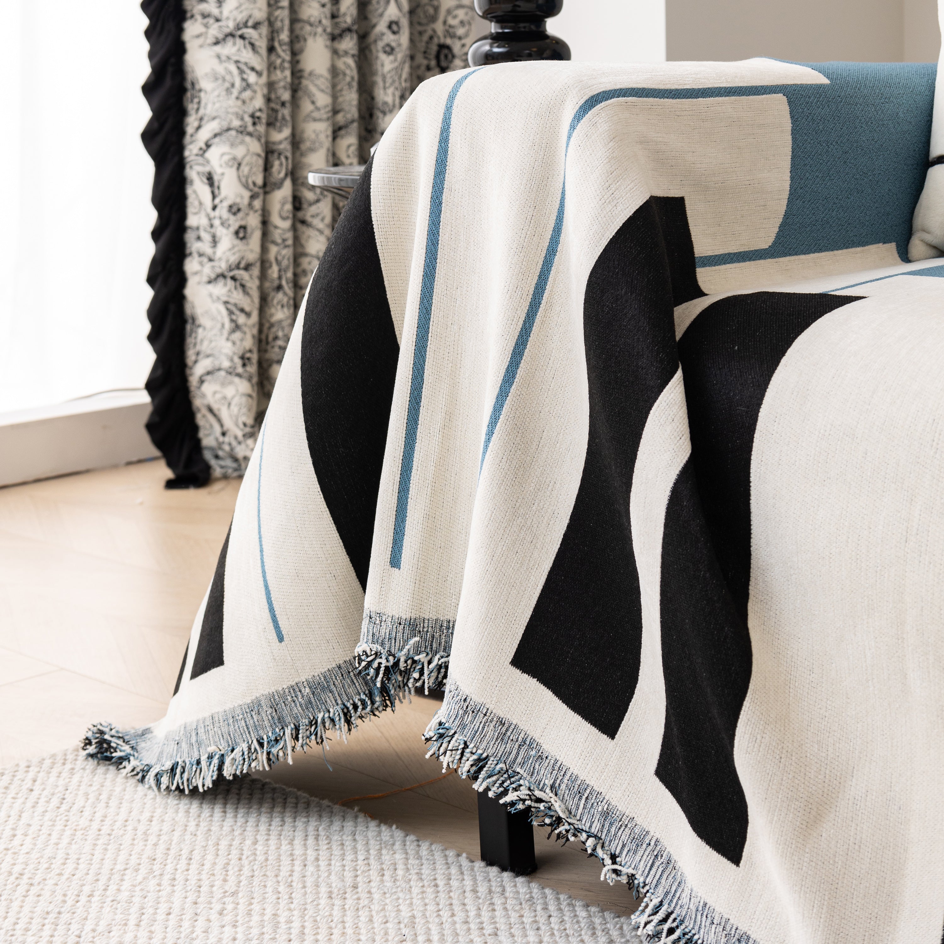Cozy Chenille Dynamic Notes Sectional Couch Cover Blanket, Perfect Couch Throw Covers For Pets